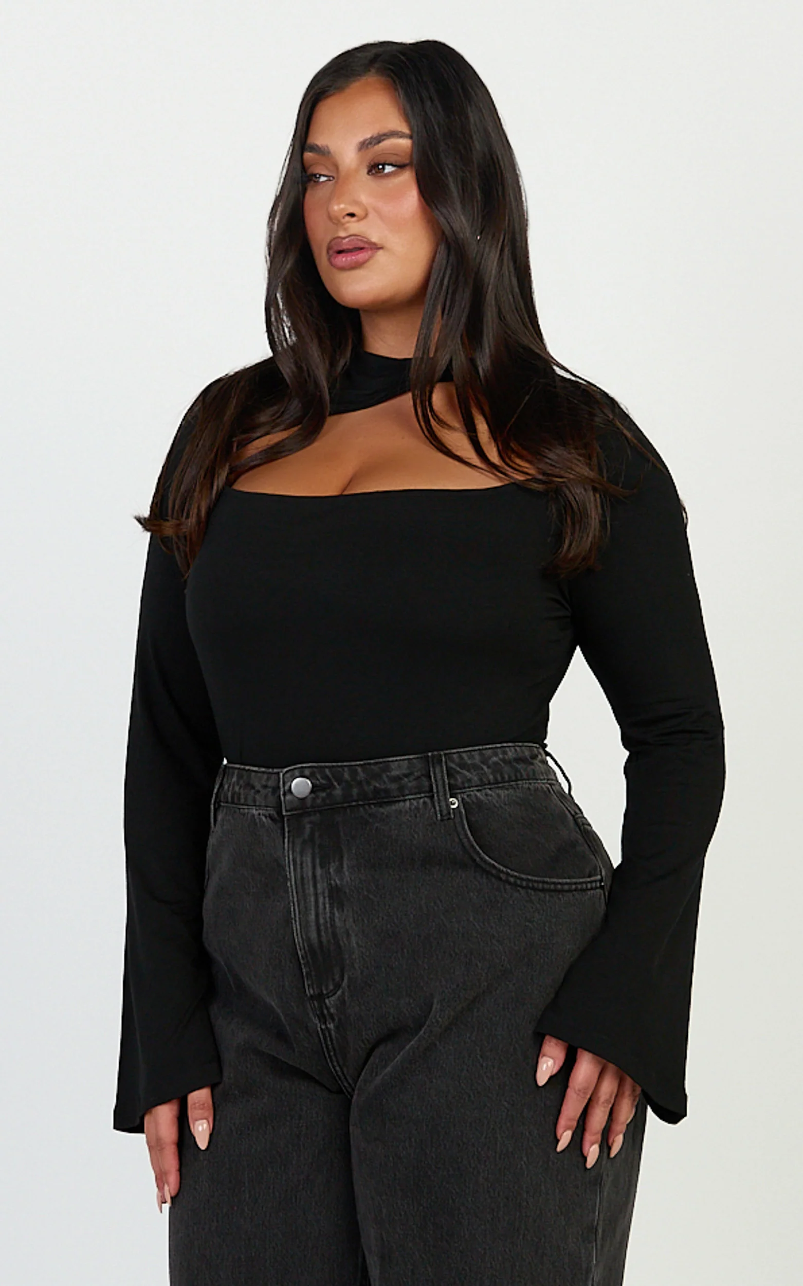 Edith Top - Twist Detail Long Sleeve Top in Black - Image 6