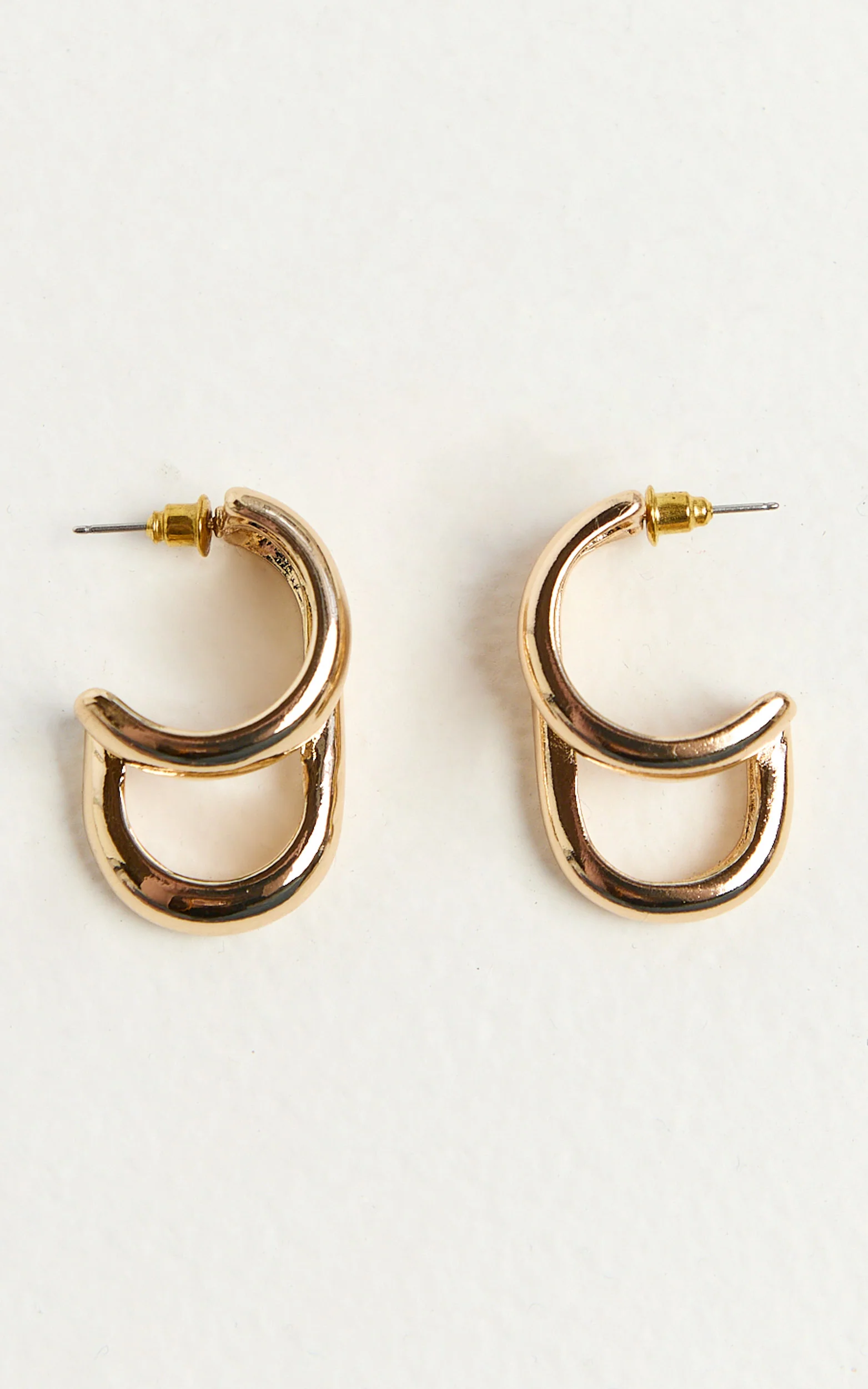 Eileen Earrings - Double Hoop Earrings in Gold - Image 2