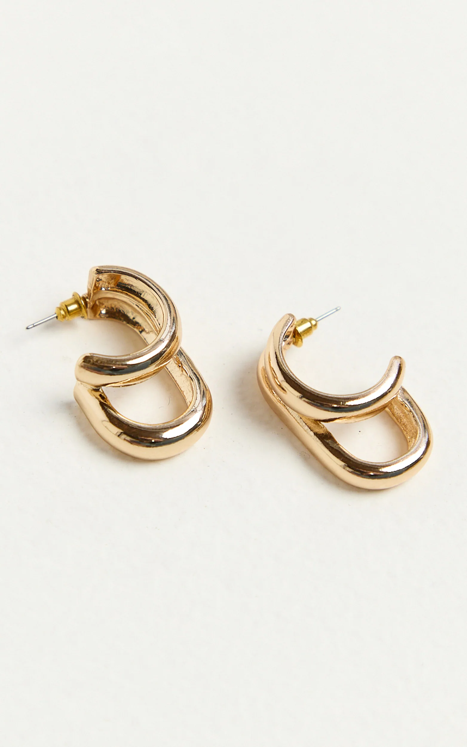 Eileen Earrings - Double Hoop Earrings in Gold - Image 4