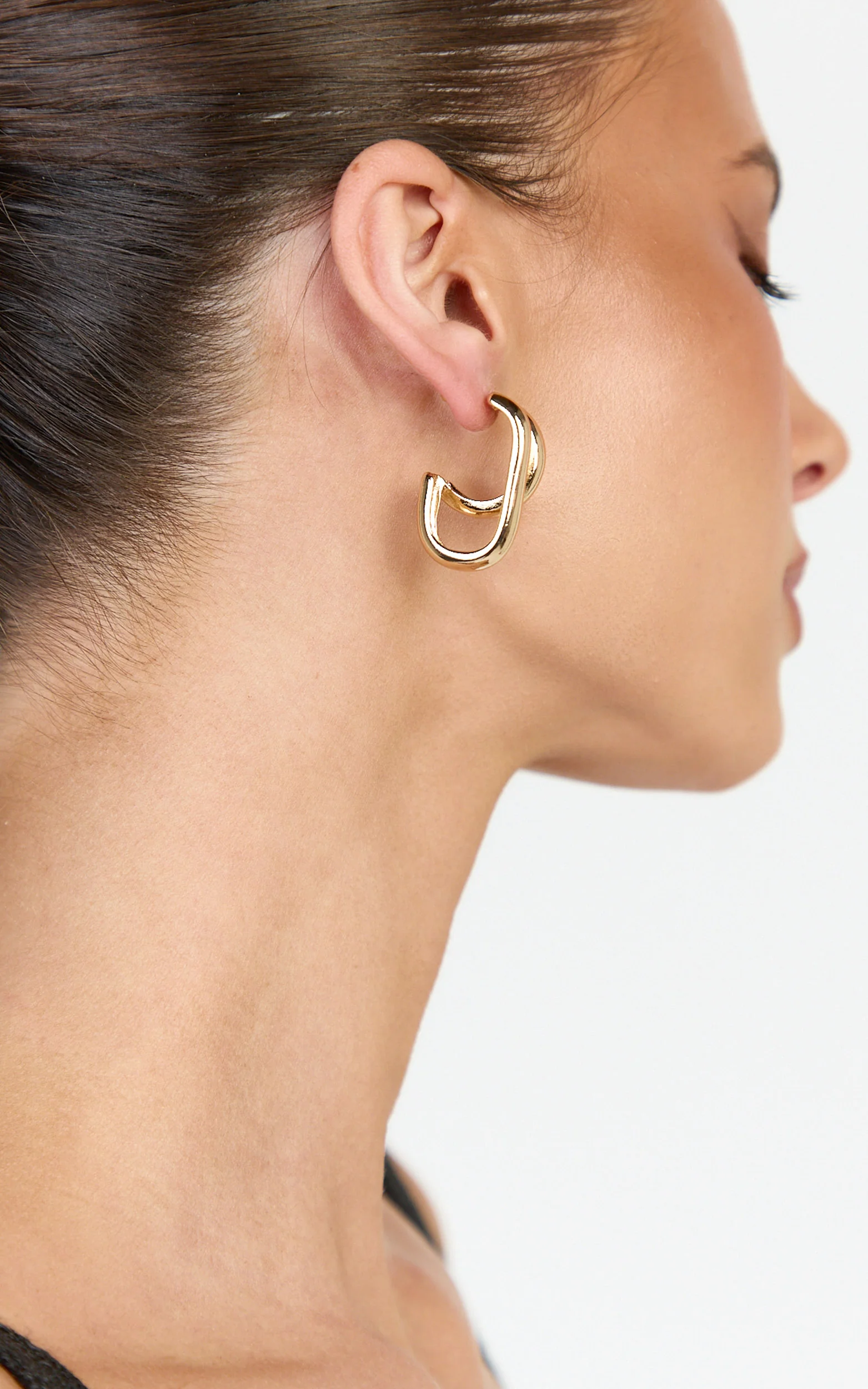 Eileen Earrings - Double Hoop Earrings in Gold - Image 5