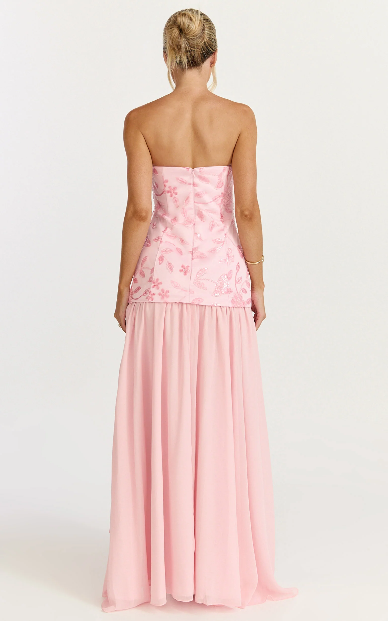 Electra Maxi Dress - Strapless Sequin Embellished Dress in Soft Pink - Image 5