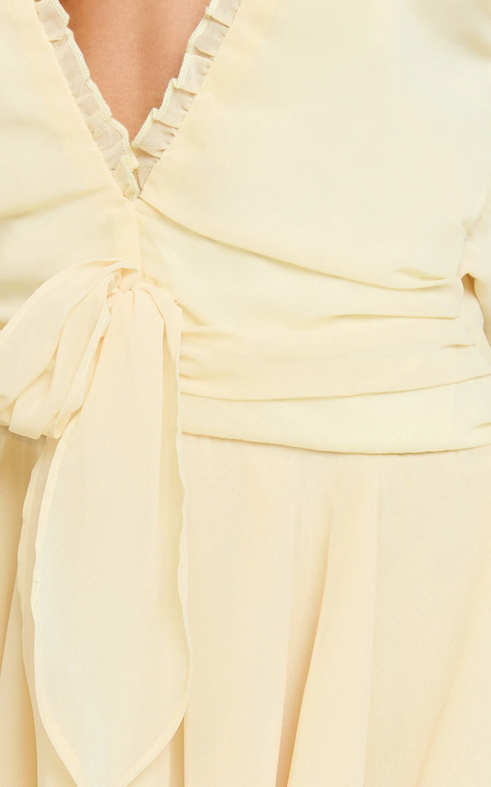 Eleonor Mini Dress - Halter Plunge Ruched Fit And Flare Dress in Lemon - Image 6