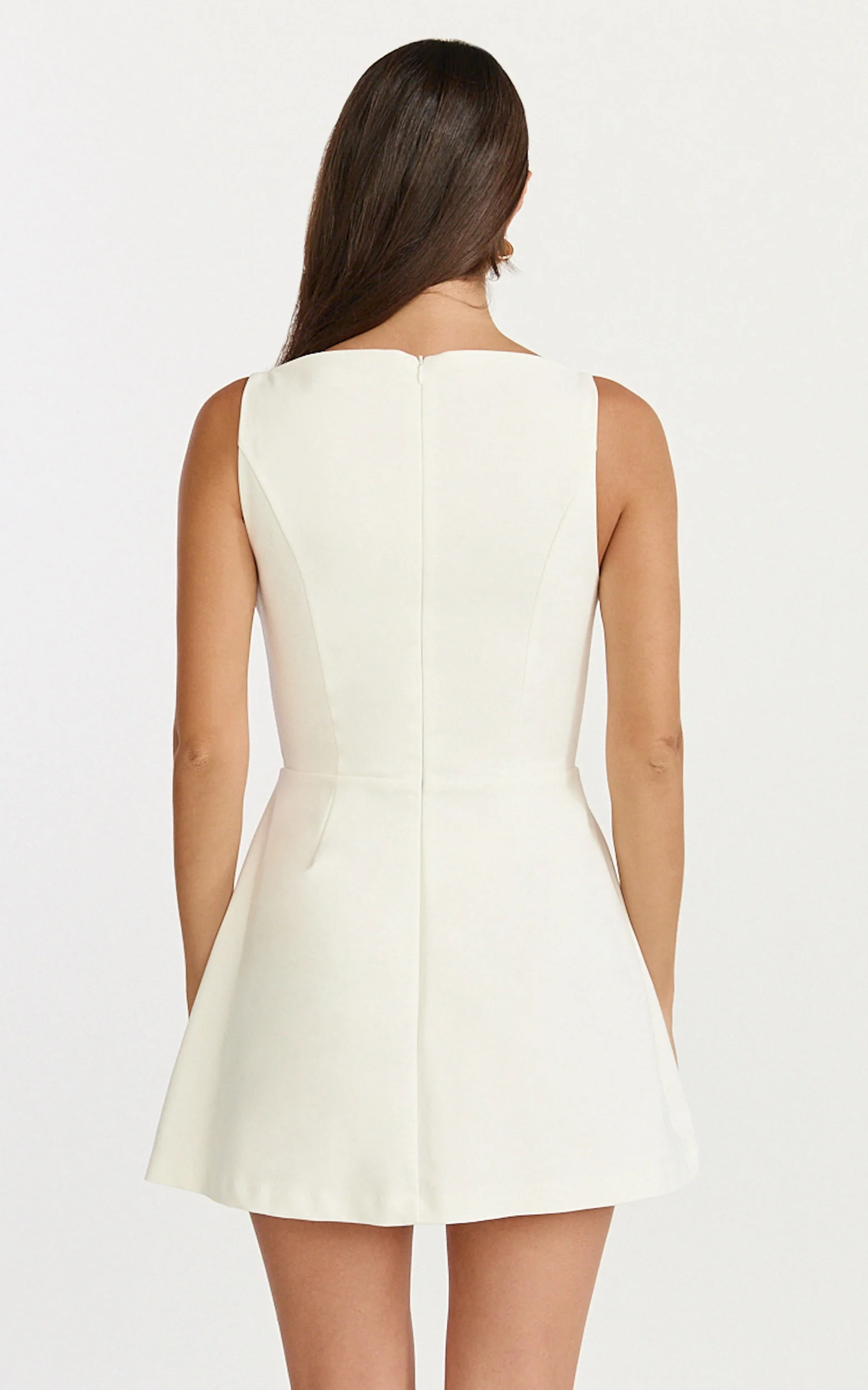 Eloise Playsuit - Straight Neck Fit And Flare Playsuit in White - Image 5