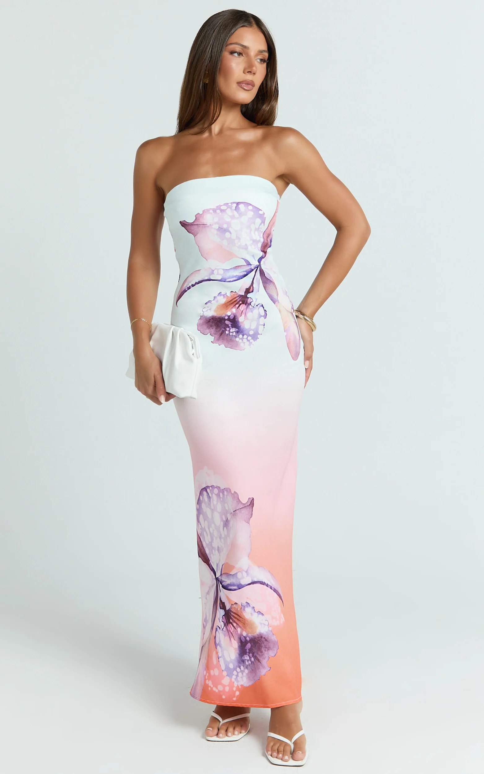 Elouise Maxi Dress - Strapless Dress in Orchid Ombre - Image 2