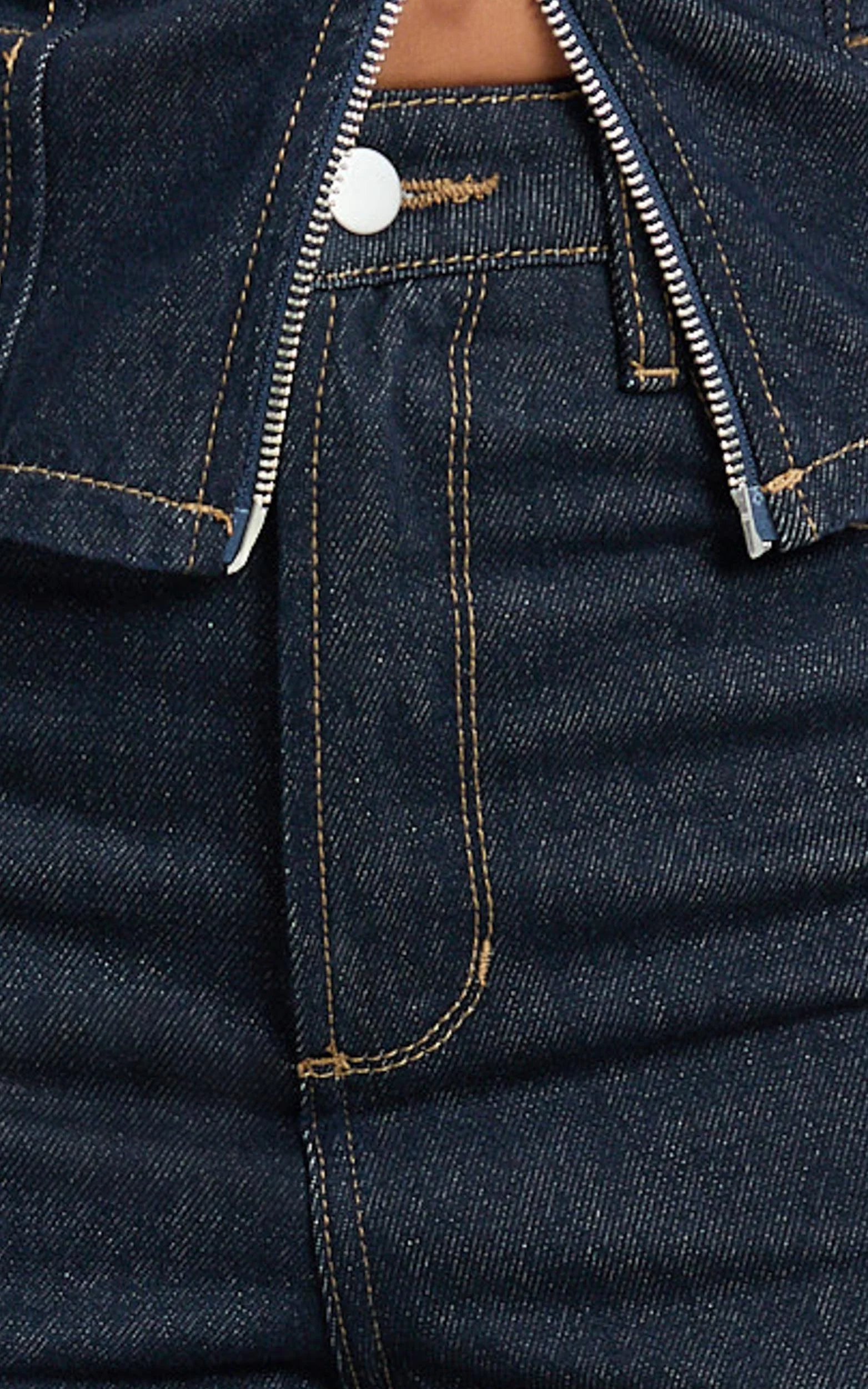 Emman Jeans - High Waisted Cotton Wide Leg Denim Jeans in Raw Denim with Tobacco Stitch - Image 6
