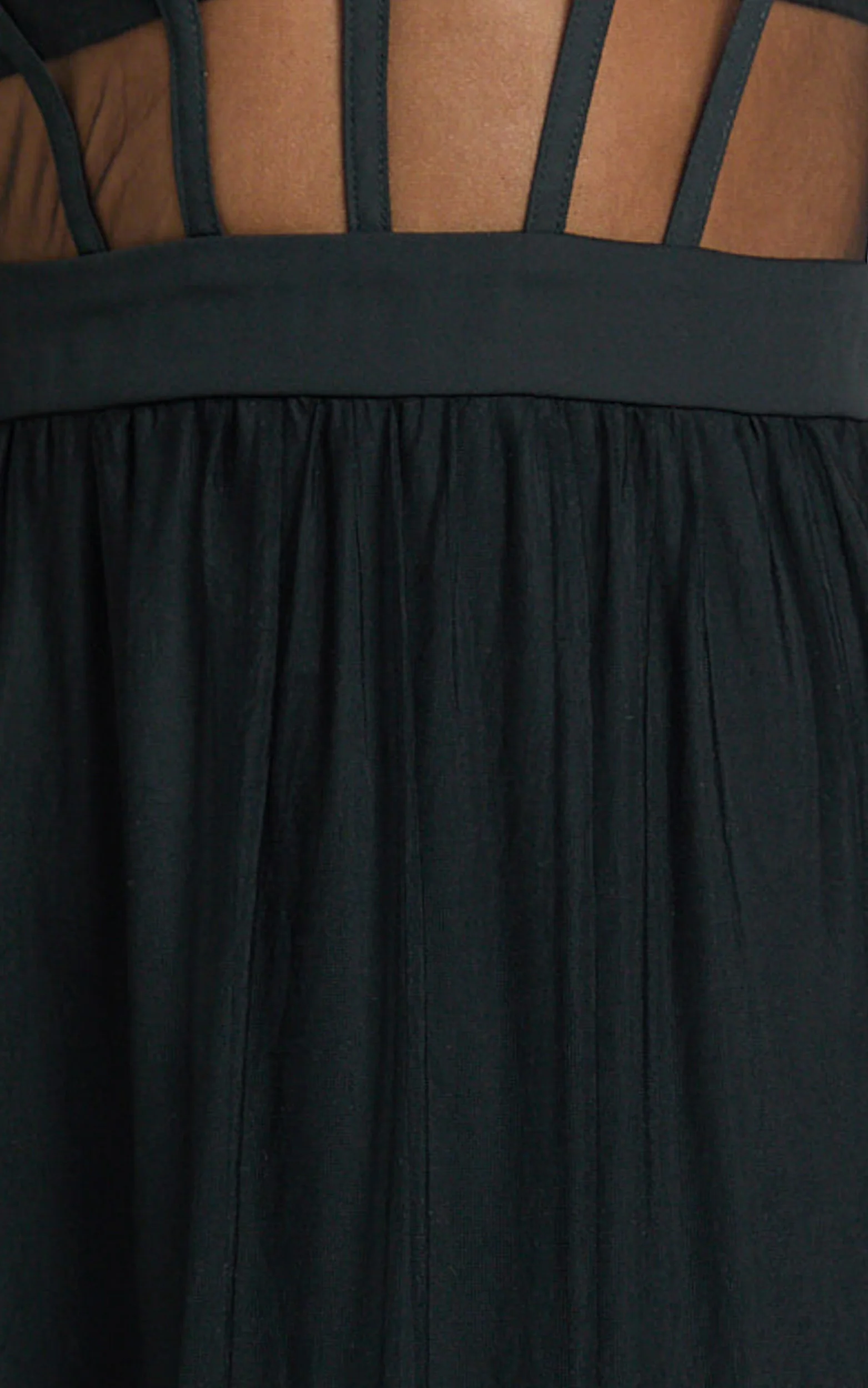 Evelynn Midi Dress - Sweetheart Corset Bodice Fit & Flare Tiered in Black - Image 7