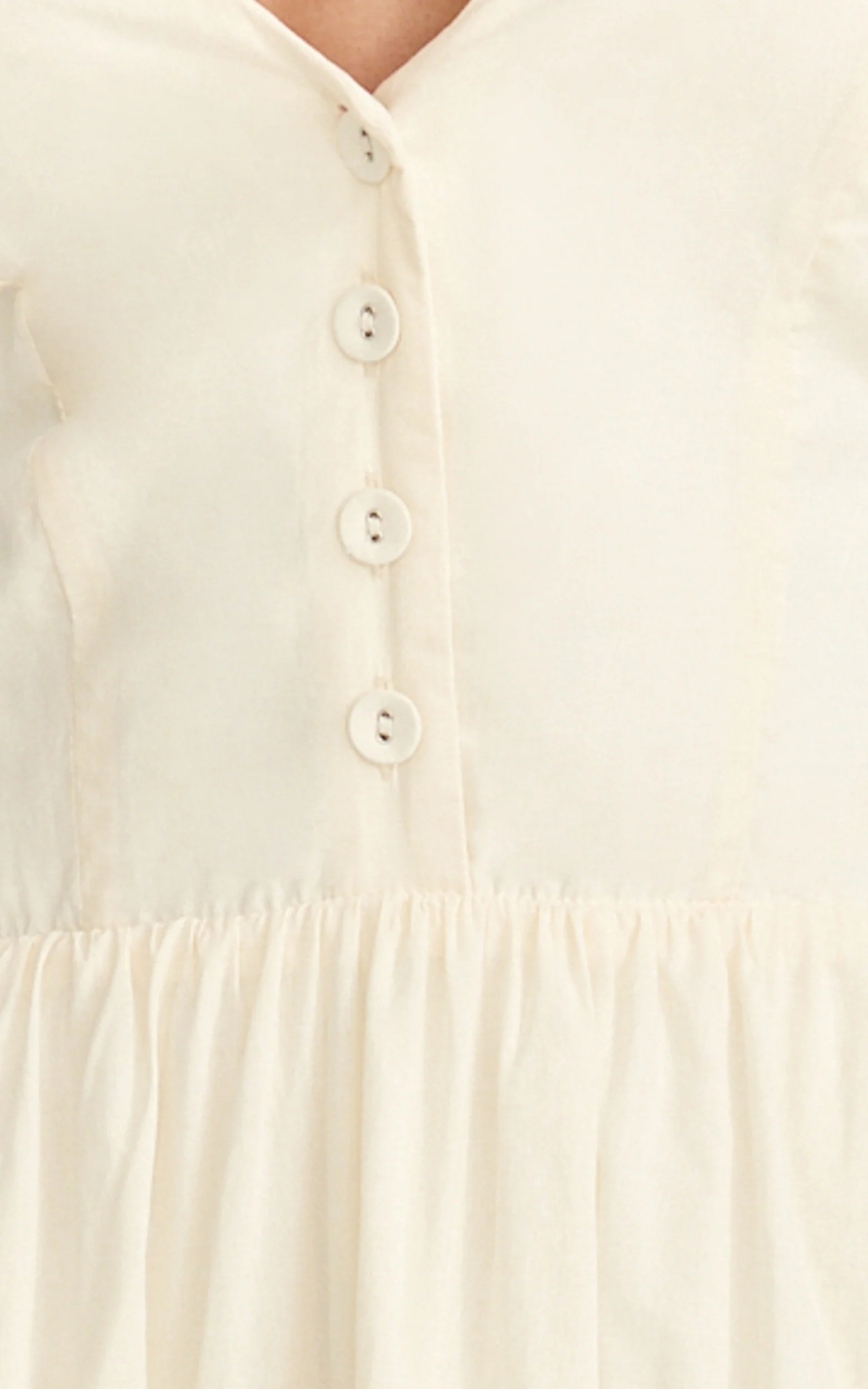 Everly Midi Dress - Tie Halter Neck Button Down Bodice Fit And Flare Dress in Cream - Image 6