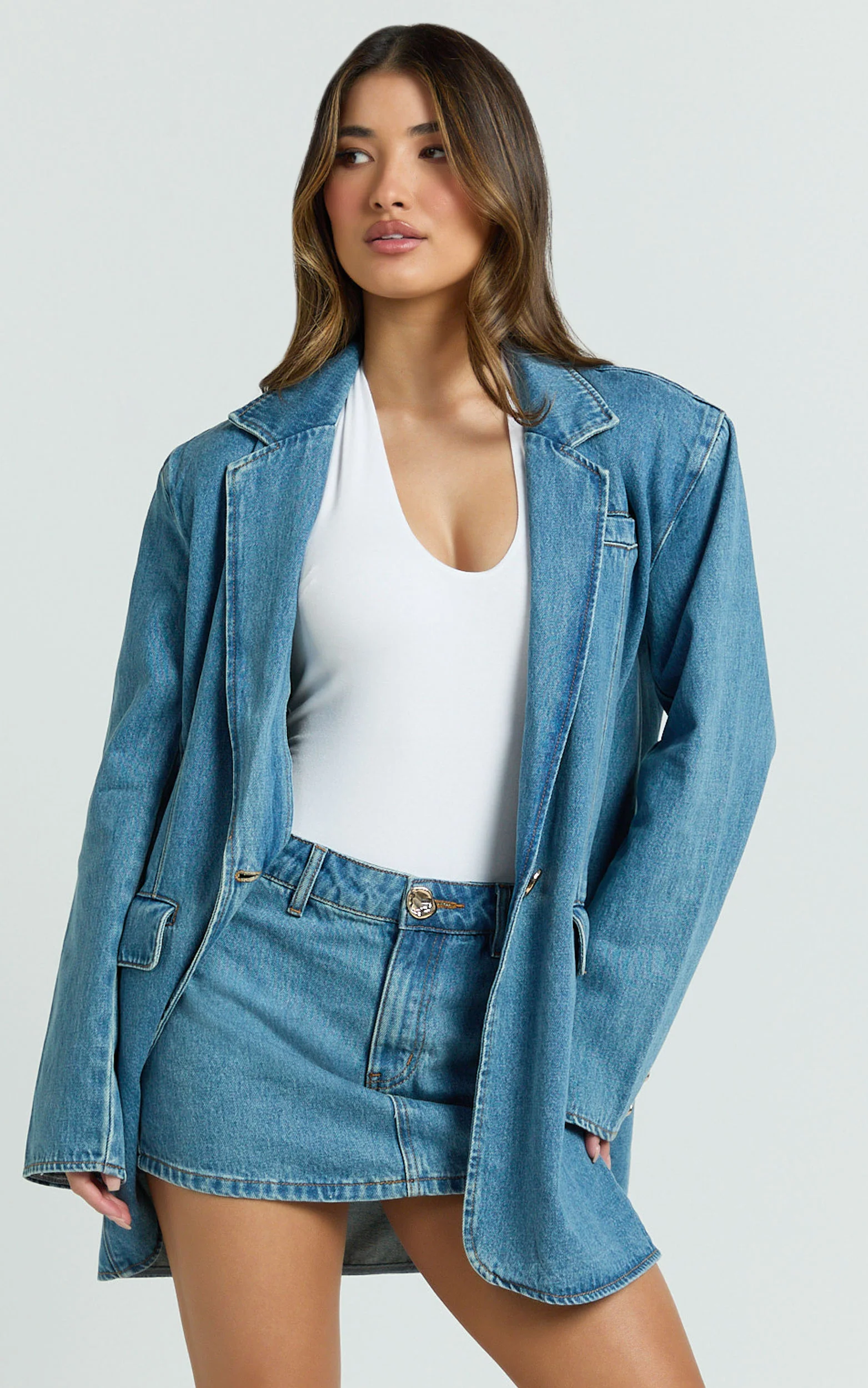 Fabia Jacket - Denim Oversized Blazer in Light Blue Wash - Image 5