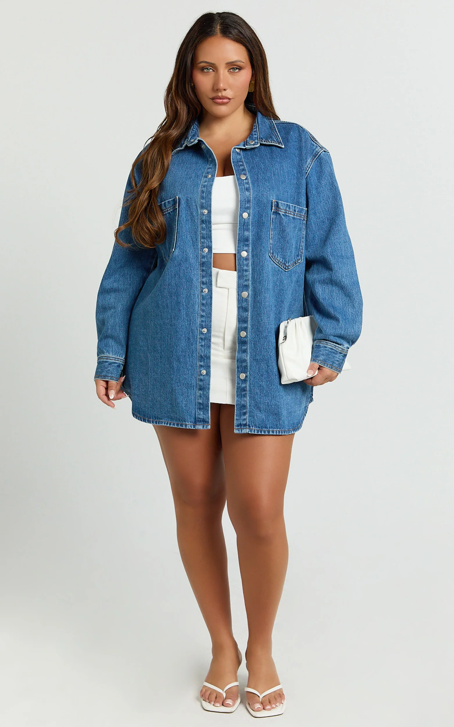 Faharra Shirt - Recycled Cotton Denim Shirt in Dark Blue Wash - Image 2