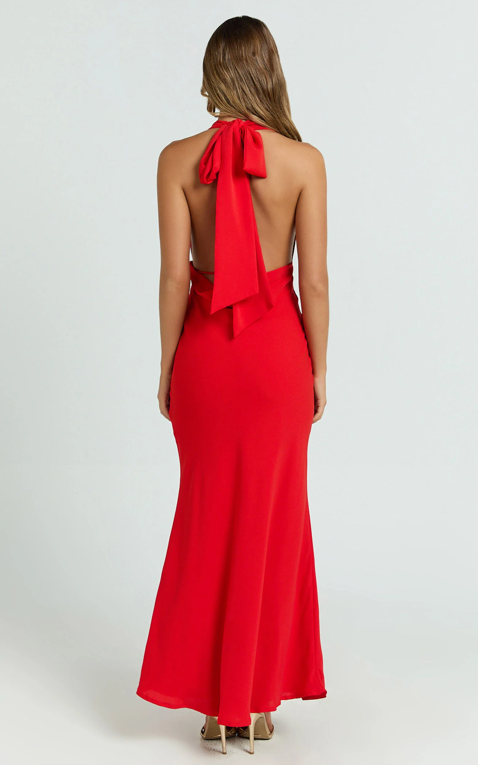 Farrah Maxi Dress - Halter Neck Dress in Red - Image 2