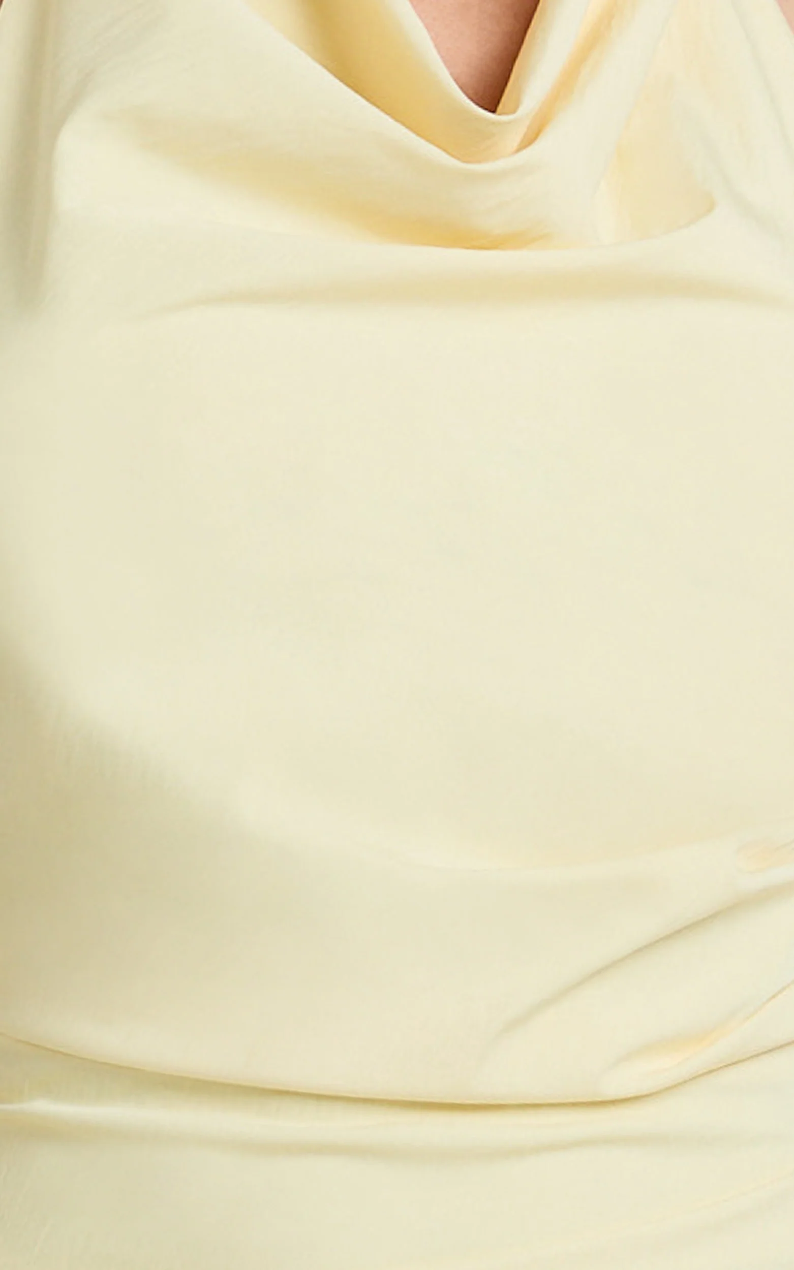 Finn Midi Dress - Folded Cowl Halter With Front Leg Split in Lemon - Image 6