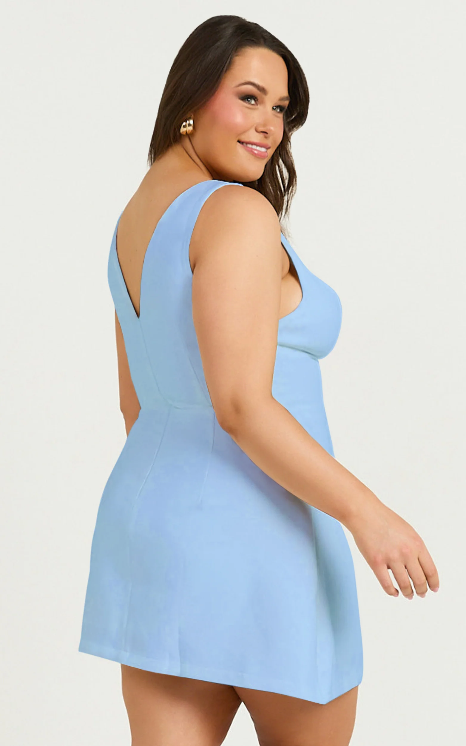 Freddie Mini Dress - Boat Neck Fit and Flare Dress in Blue - Image 6