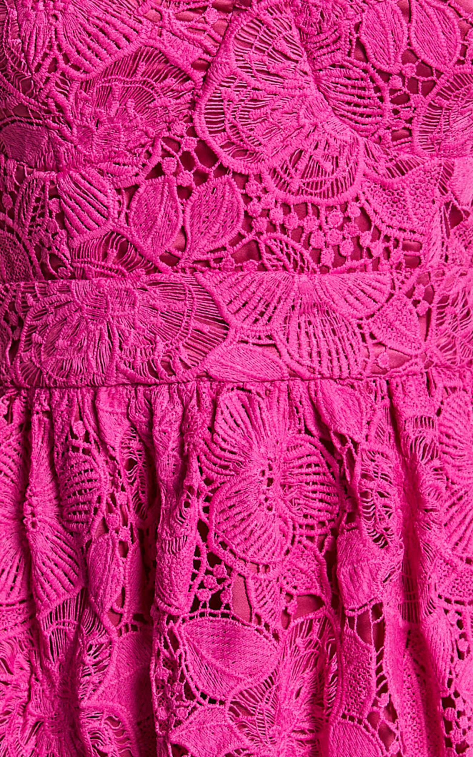 Gabriela Midi Dress - Strapless Lace Dress in Magenta - Image 6