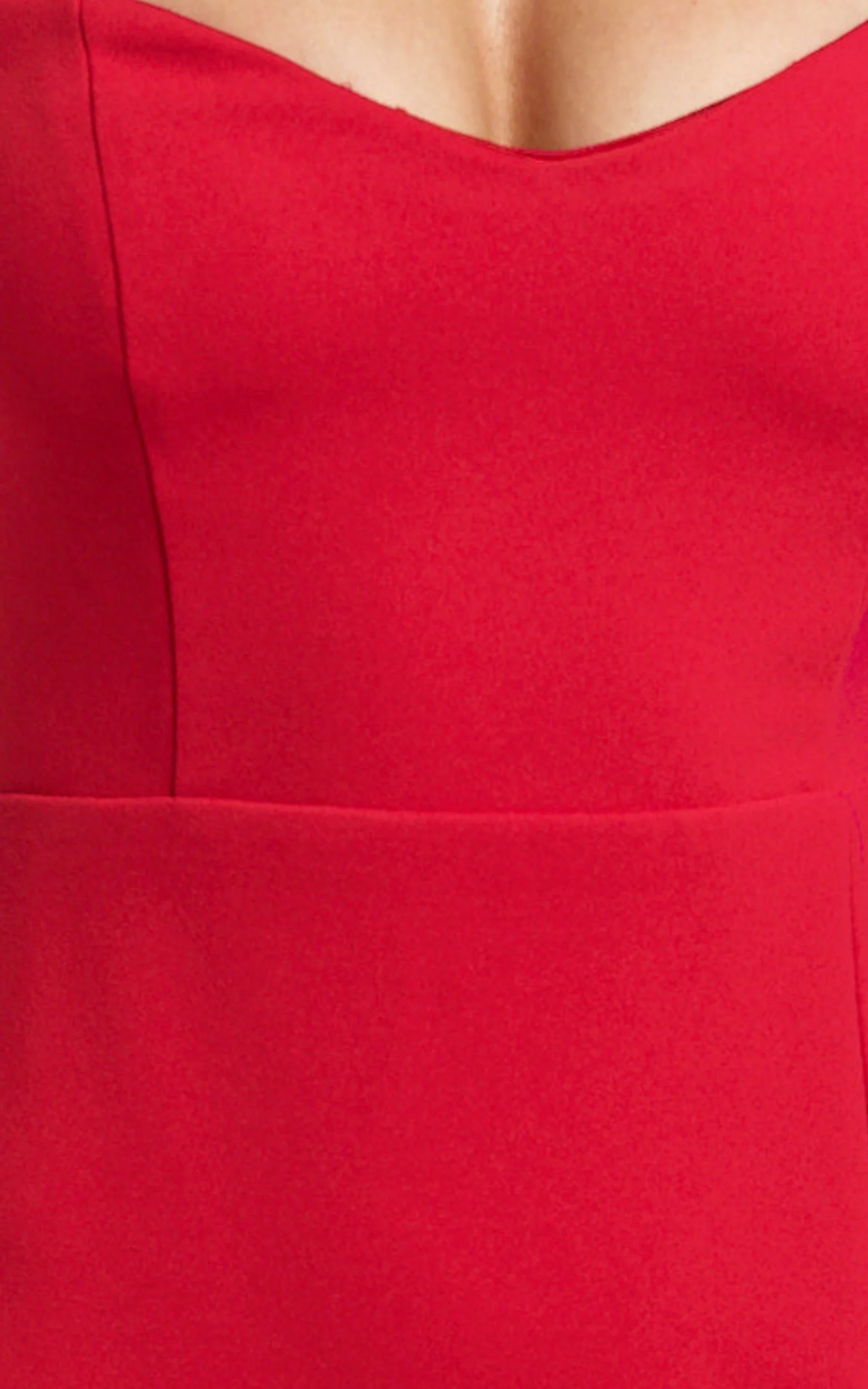 Gabrielle Midi Dress - Cap Sleeve Sweetheart Neck Bodycon Dress in Red - Image 9