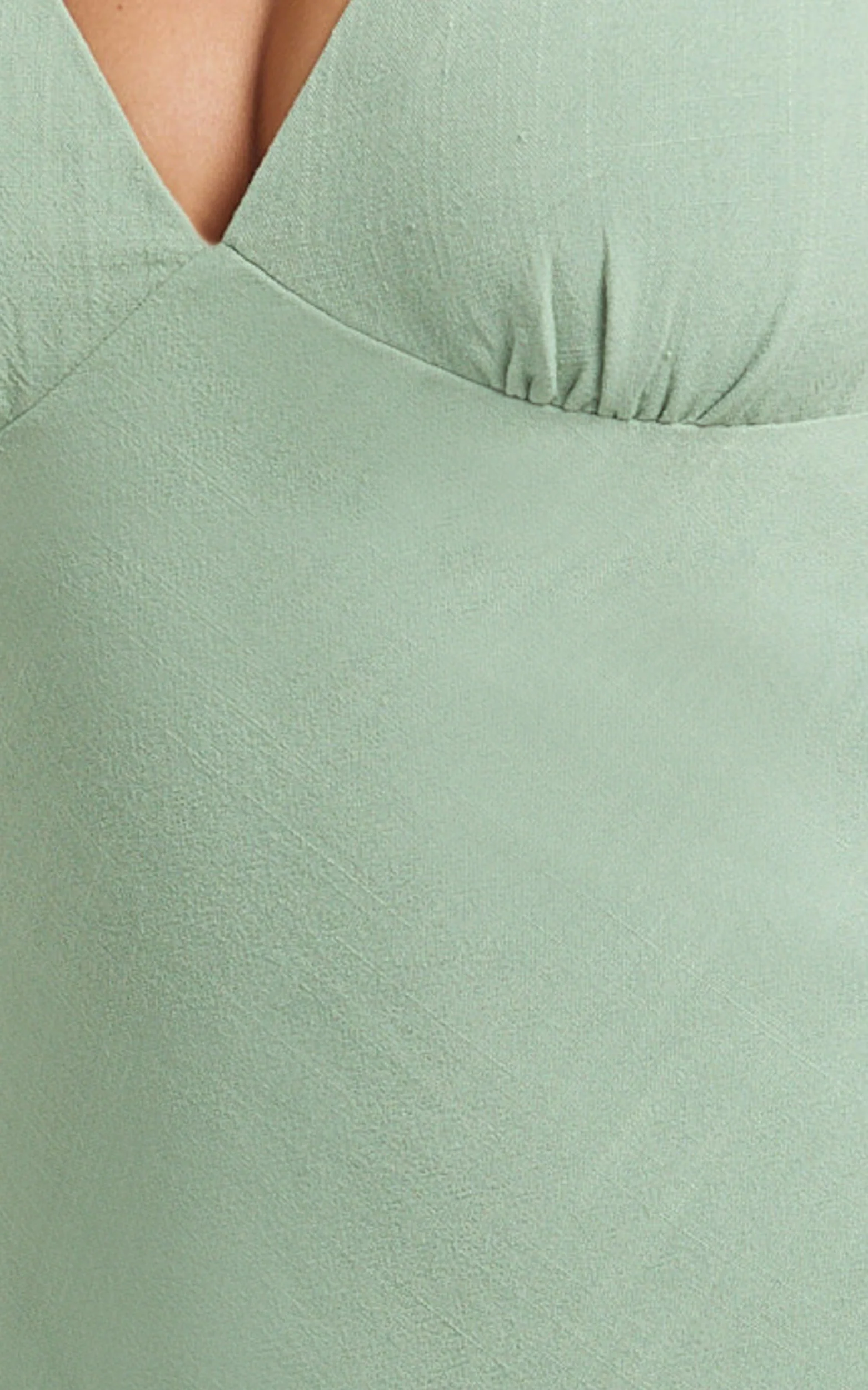 Gabrielle Mini Dress - Knot Strap Detail Mini Dress in Sage - Image 7