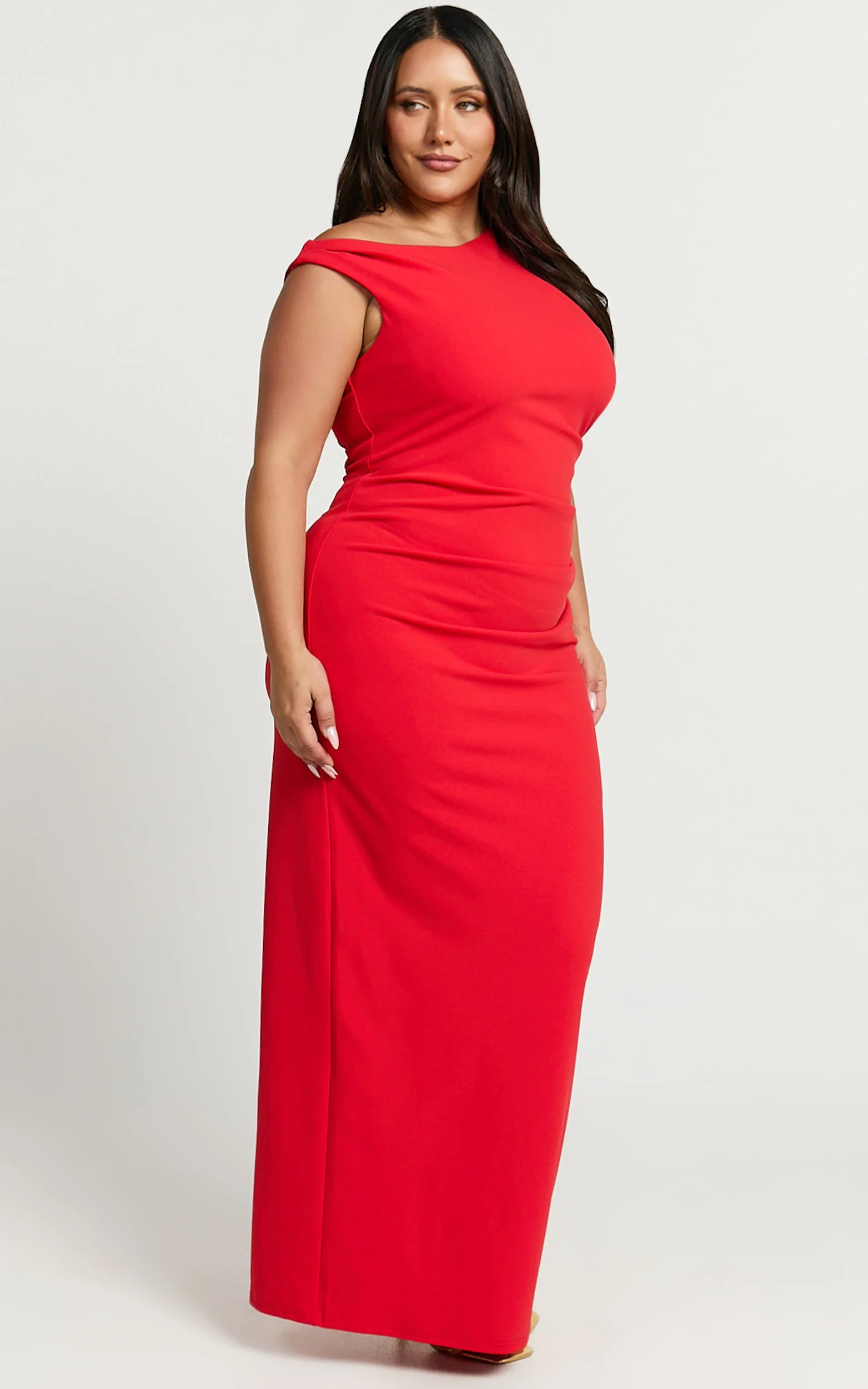 Genie Maxi Dress - Off The Shoulder Dress in Red - Image 6