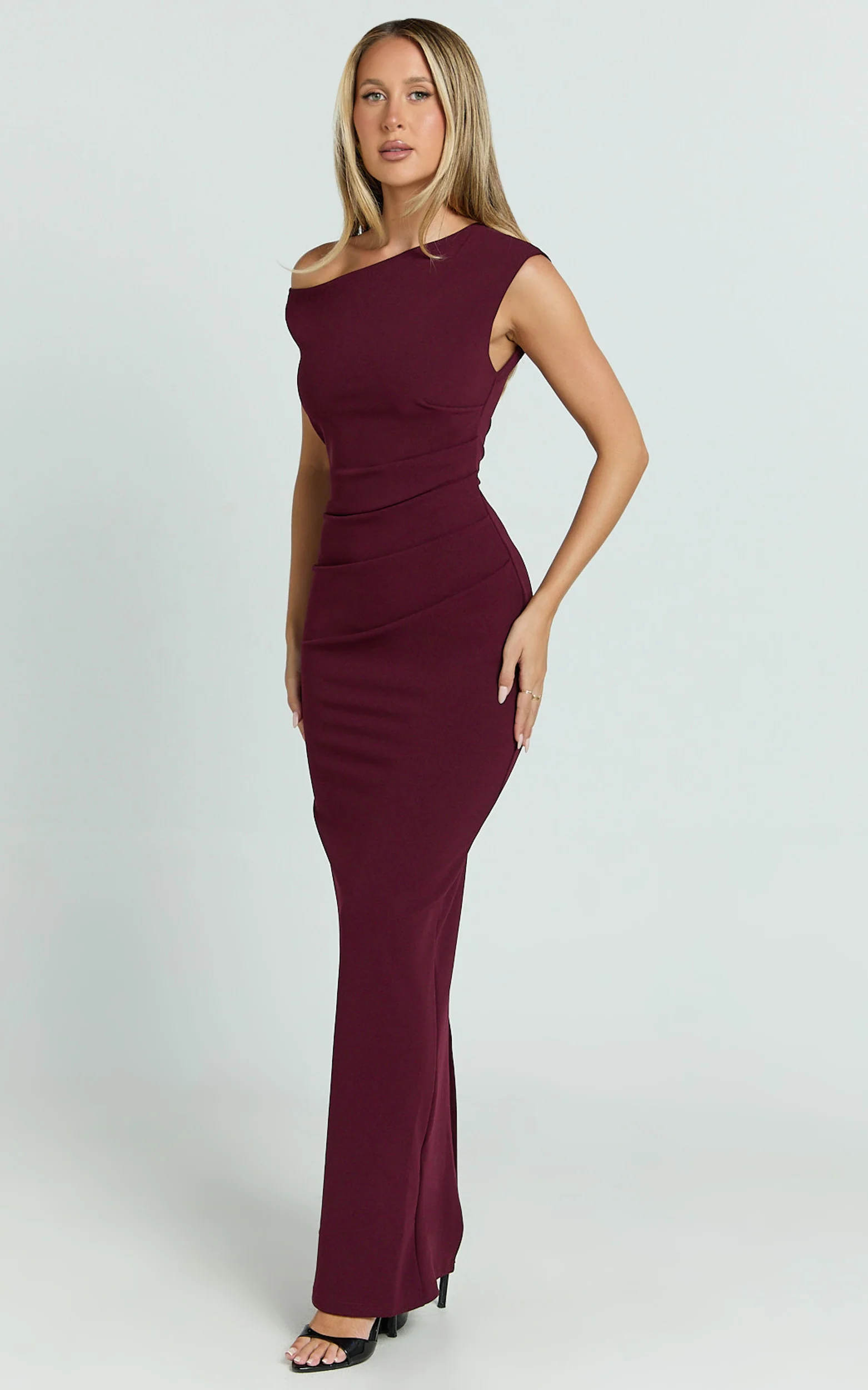 Genie Maxi Dress - Off The Shoulder Dress in Wine - Image 6