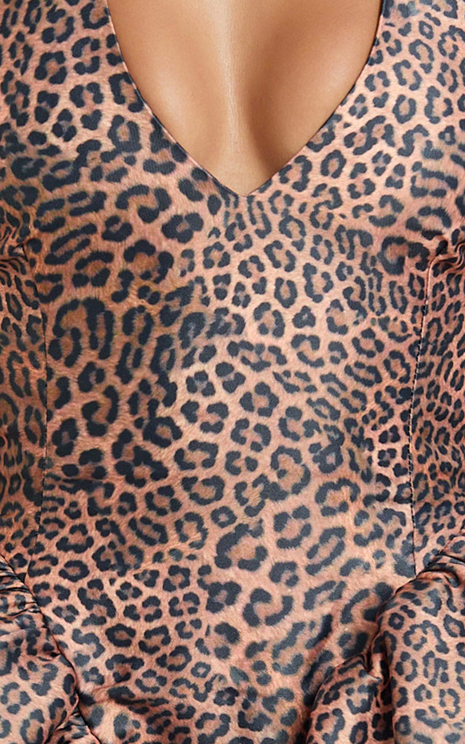 Georgine Mini Dress - Leopard Print Halter Deep V Fit And Flare Dress in Leopard Luxe - Image 7