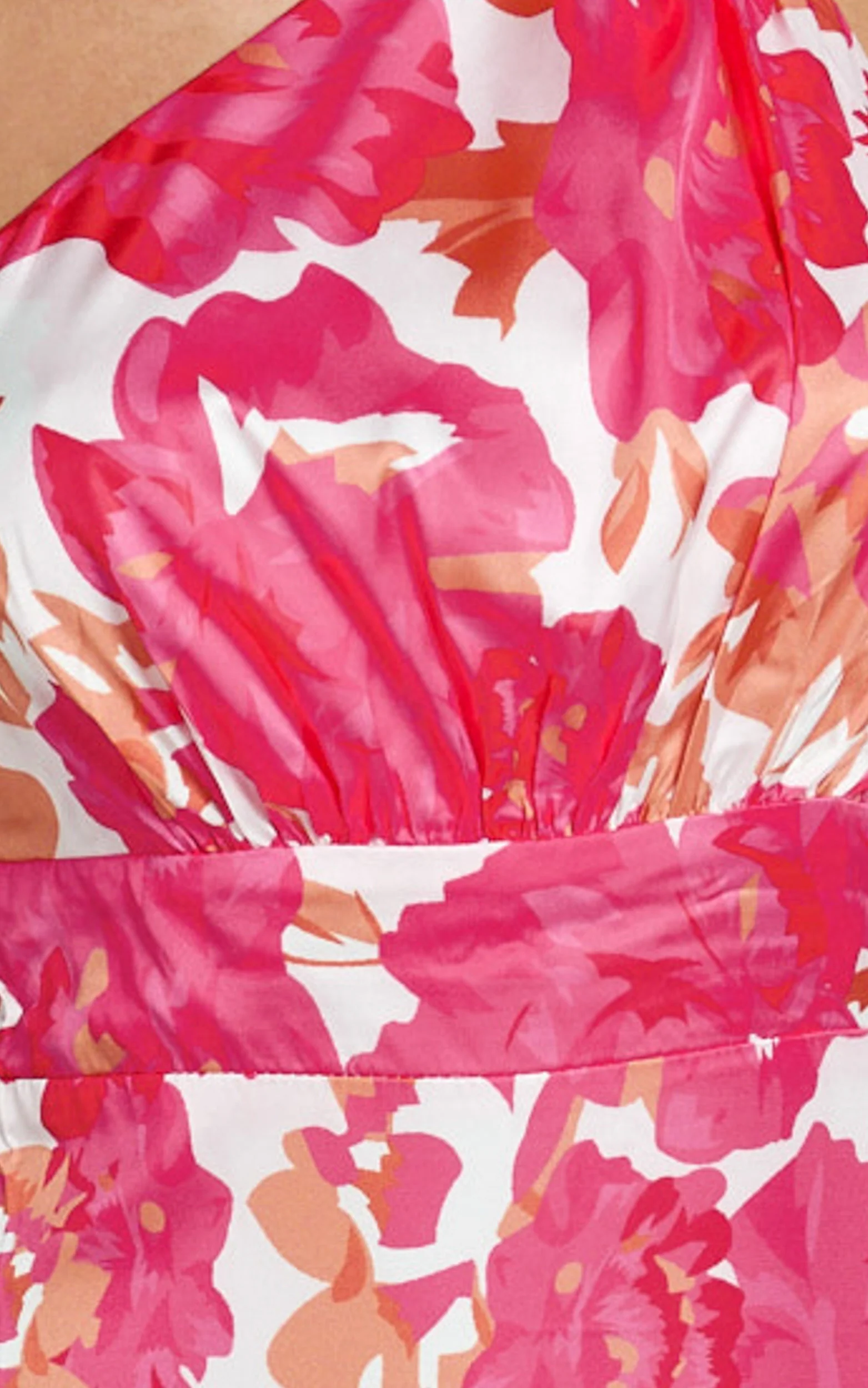 Georgine Midi Dress - One Shoulder Ruched Tiered Dress in Peony Blossom - Image 7