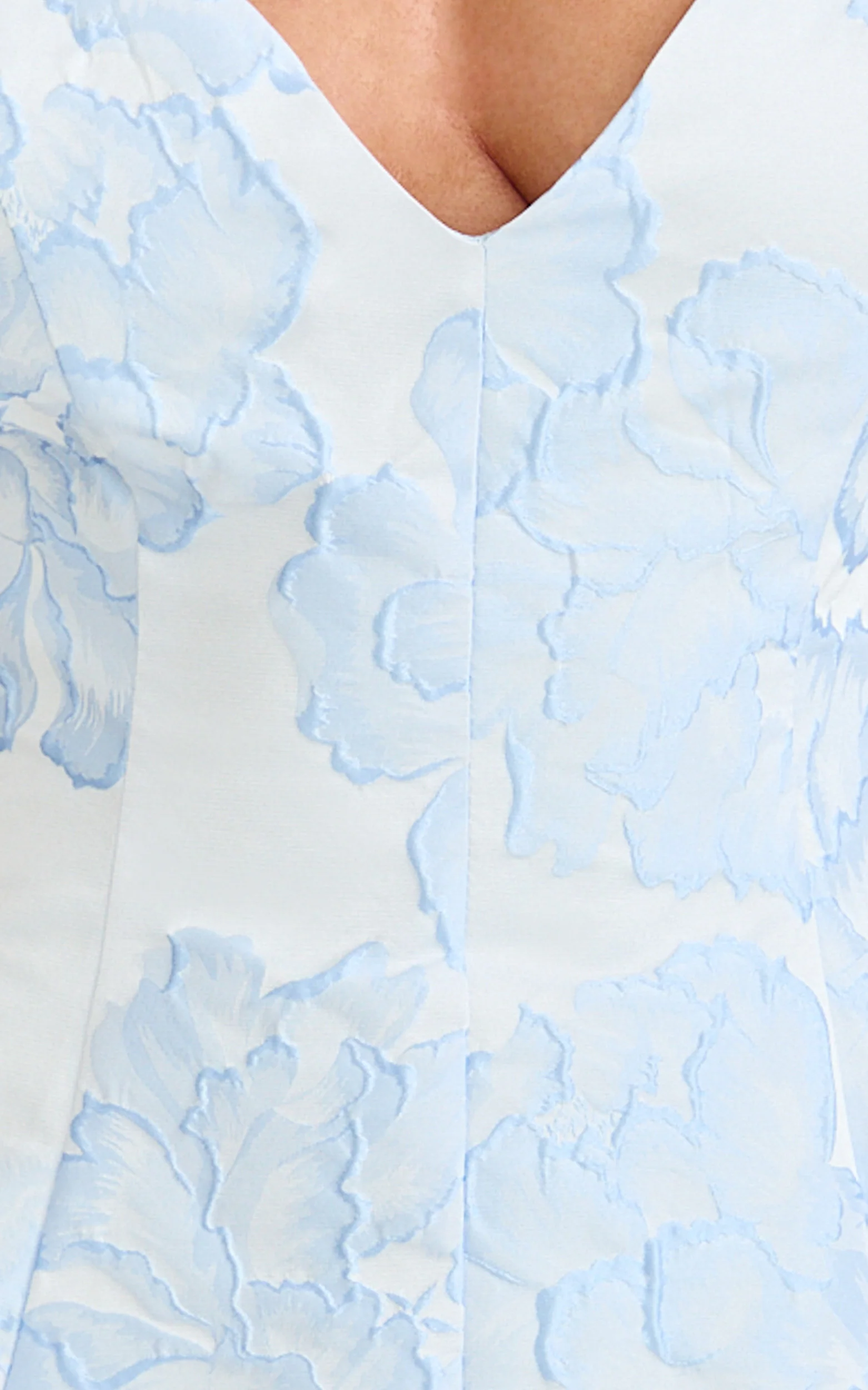 Gianni Mini Dress - Plunge A Line Low Back Dress in Light Blue - Image 6