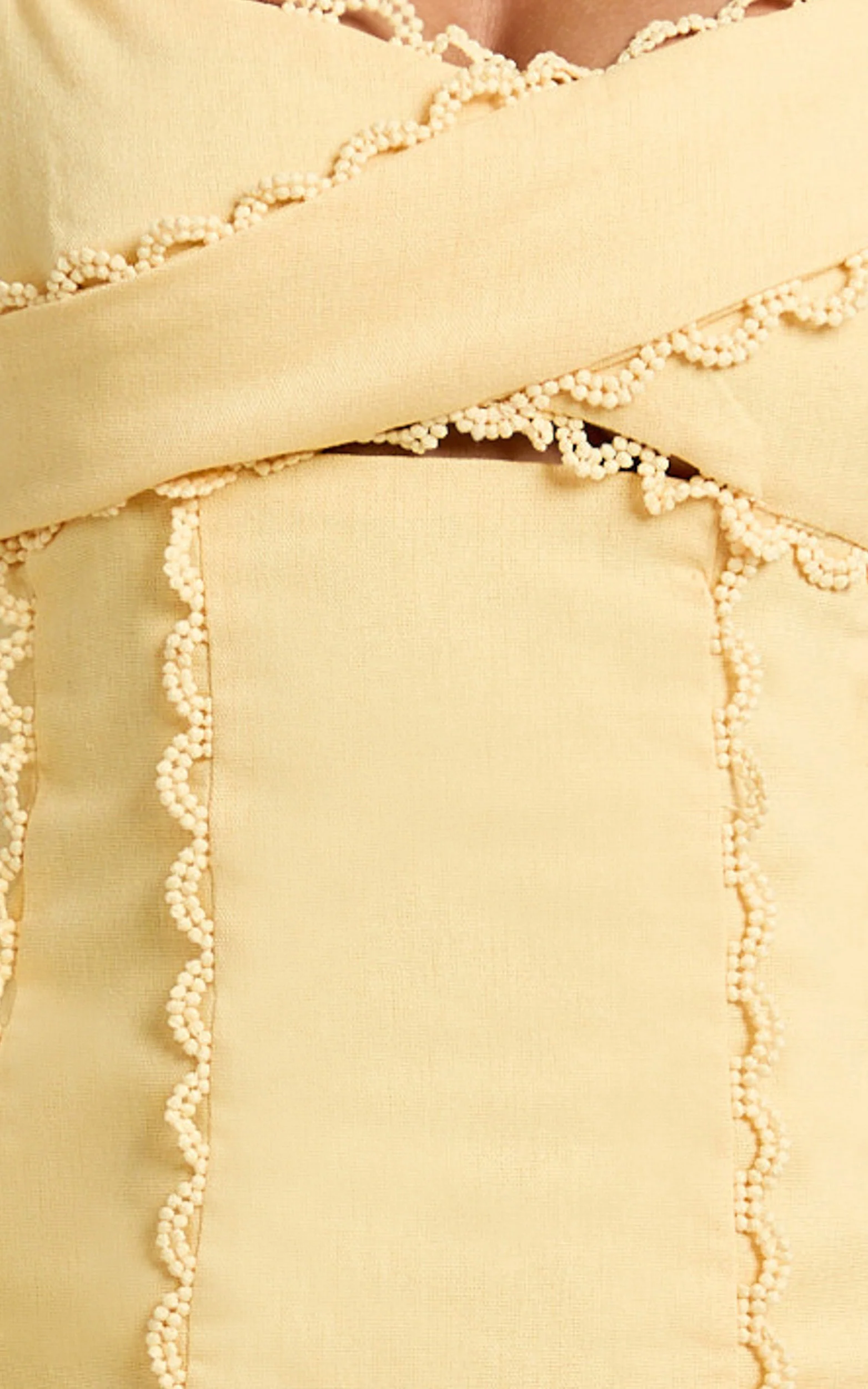 Gigi Mini Linen Blend Dress - Sweetheart Tie Back Scallop Detail Dress in Butter - Image 6