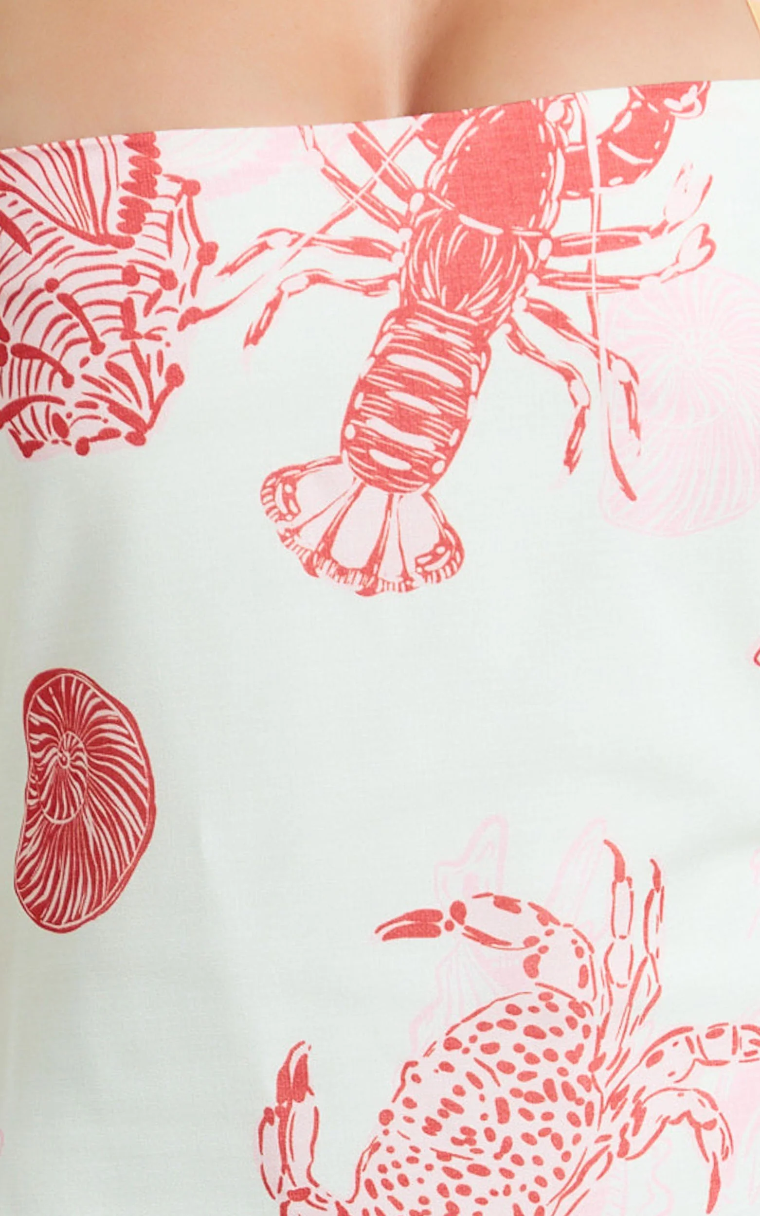 Gillian Mini Dress - Halter Pencil Skirt Dress in Lobster Print - Image 6