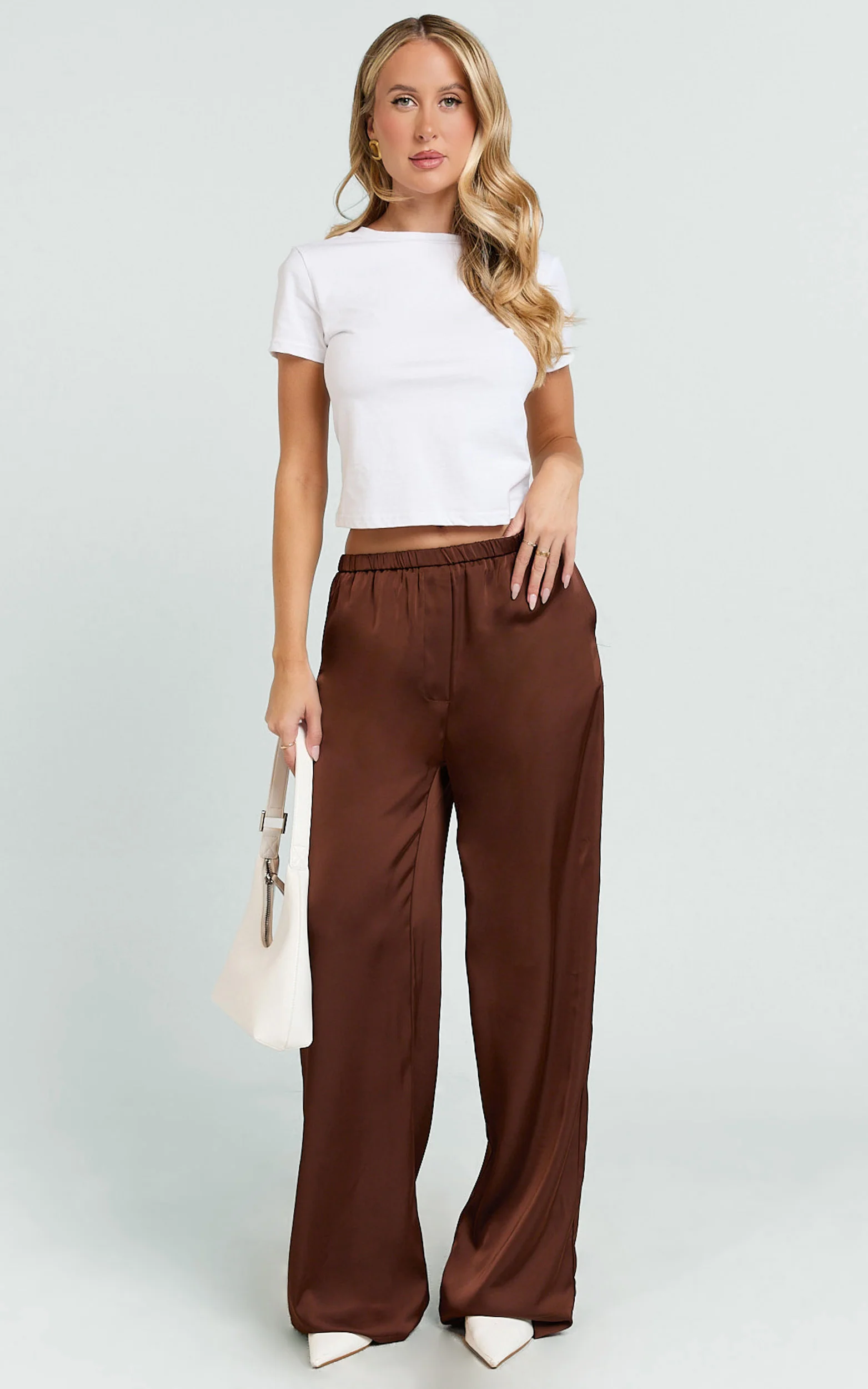 Gloria Pants - Low Rise Straight Leg Pants in Chocolate - Image 2