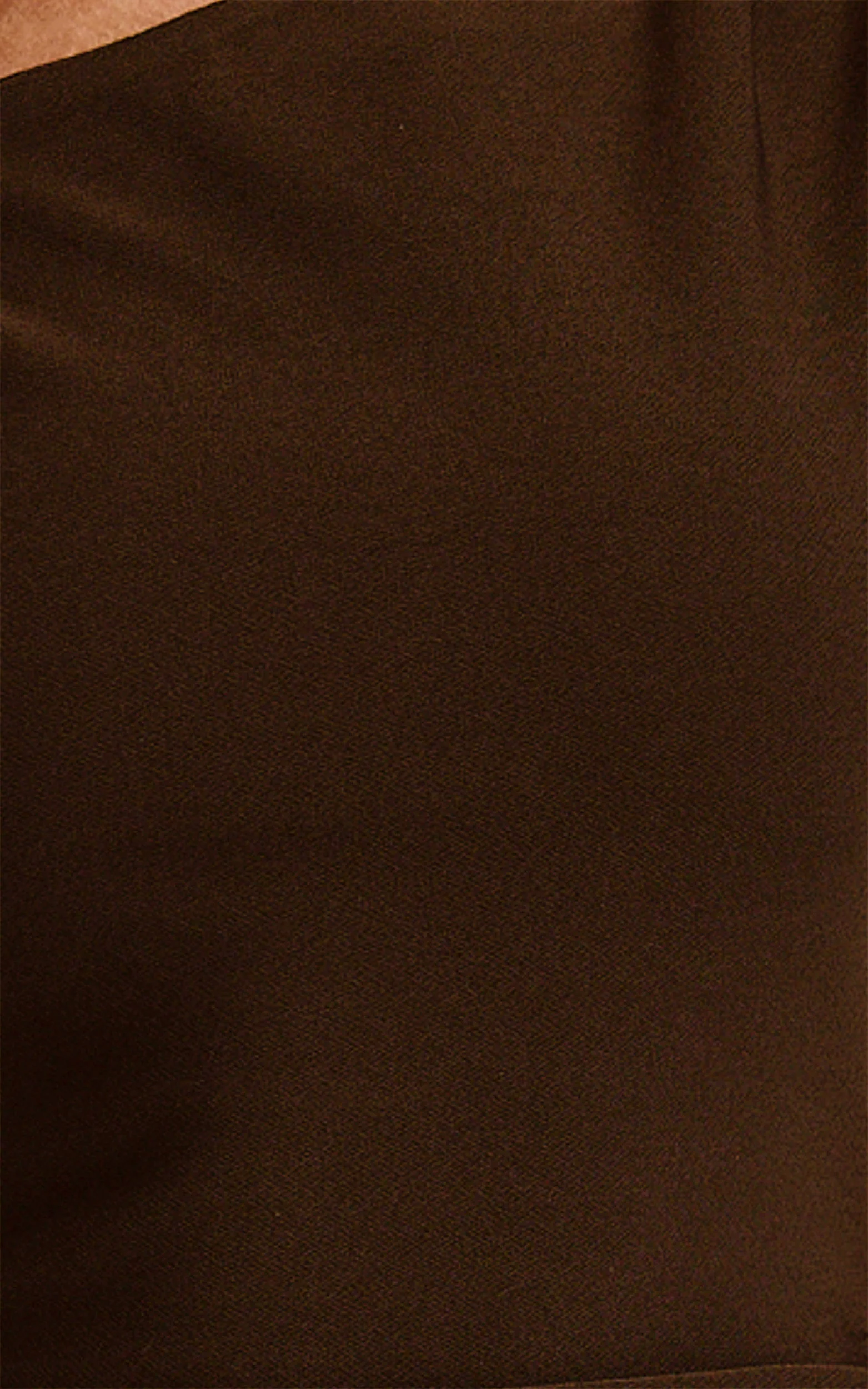 Goldie Mini Dress - Tipped Off Shoulder Cap Sleeve Ruched Fitted Ruffle Hem Skirt Dress in Chocolate - Image 9