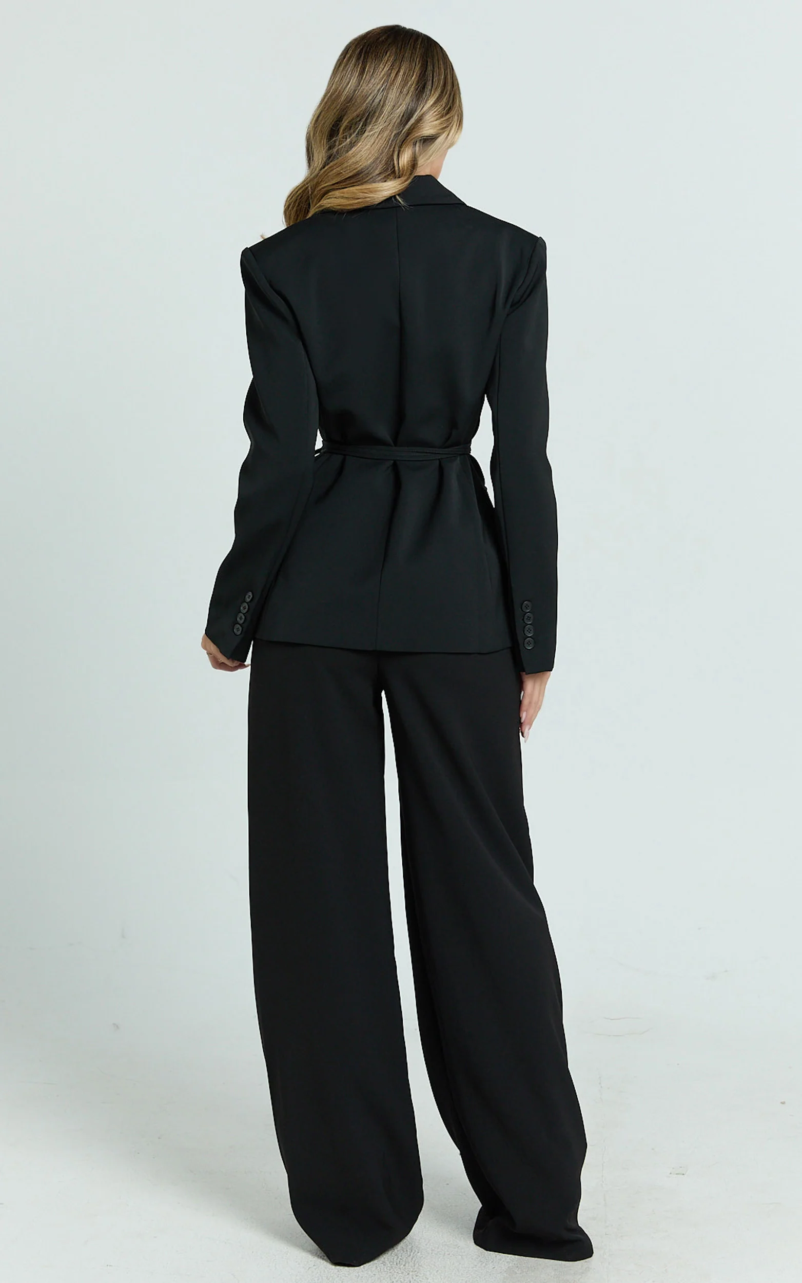 Harlee Blazer- Belted Cinch Waist Blazer in Black - Image 6