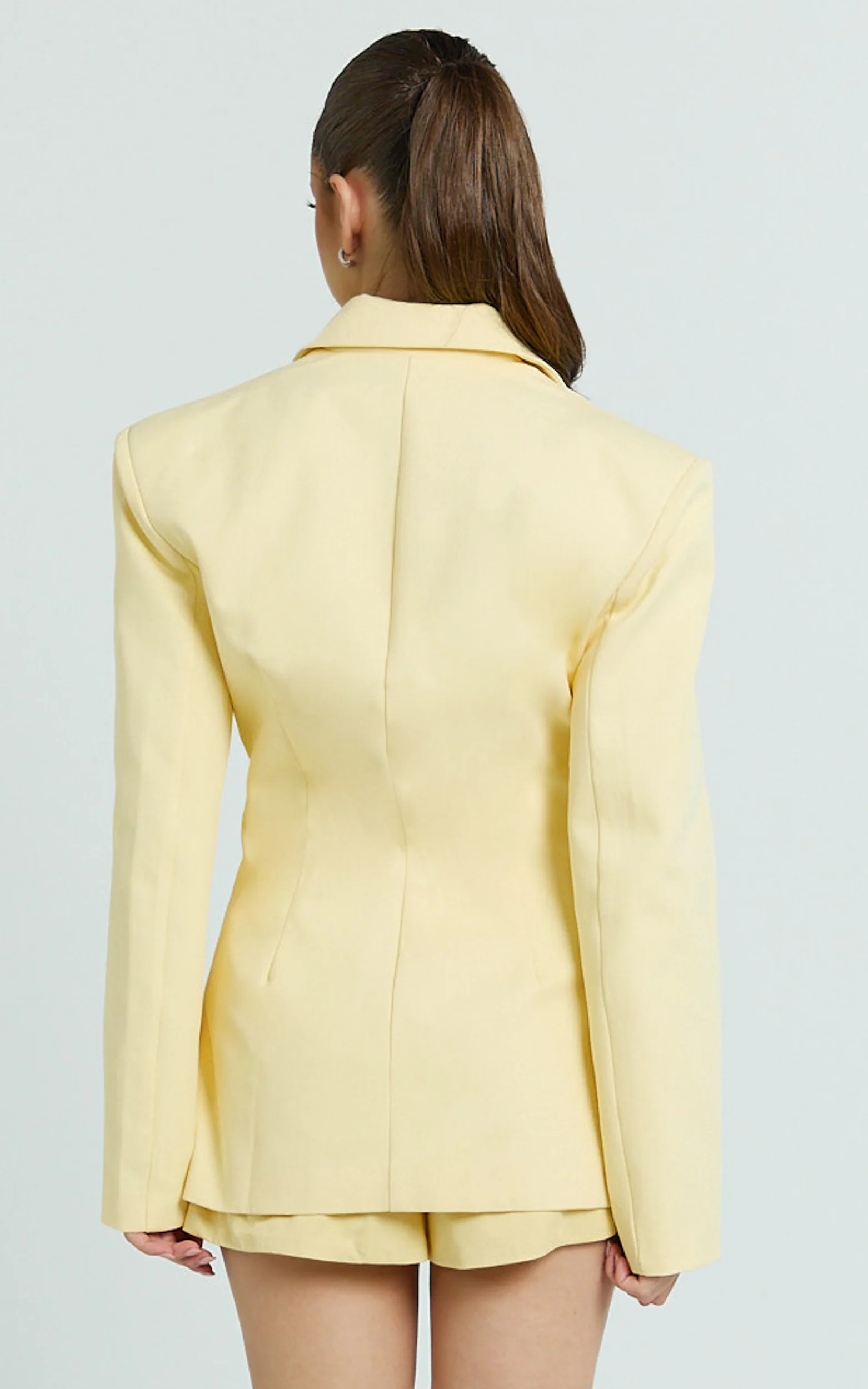 Harvey Blazer - 3 Button Closure Square Hem Blazer in Lemon - Image 6