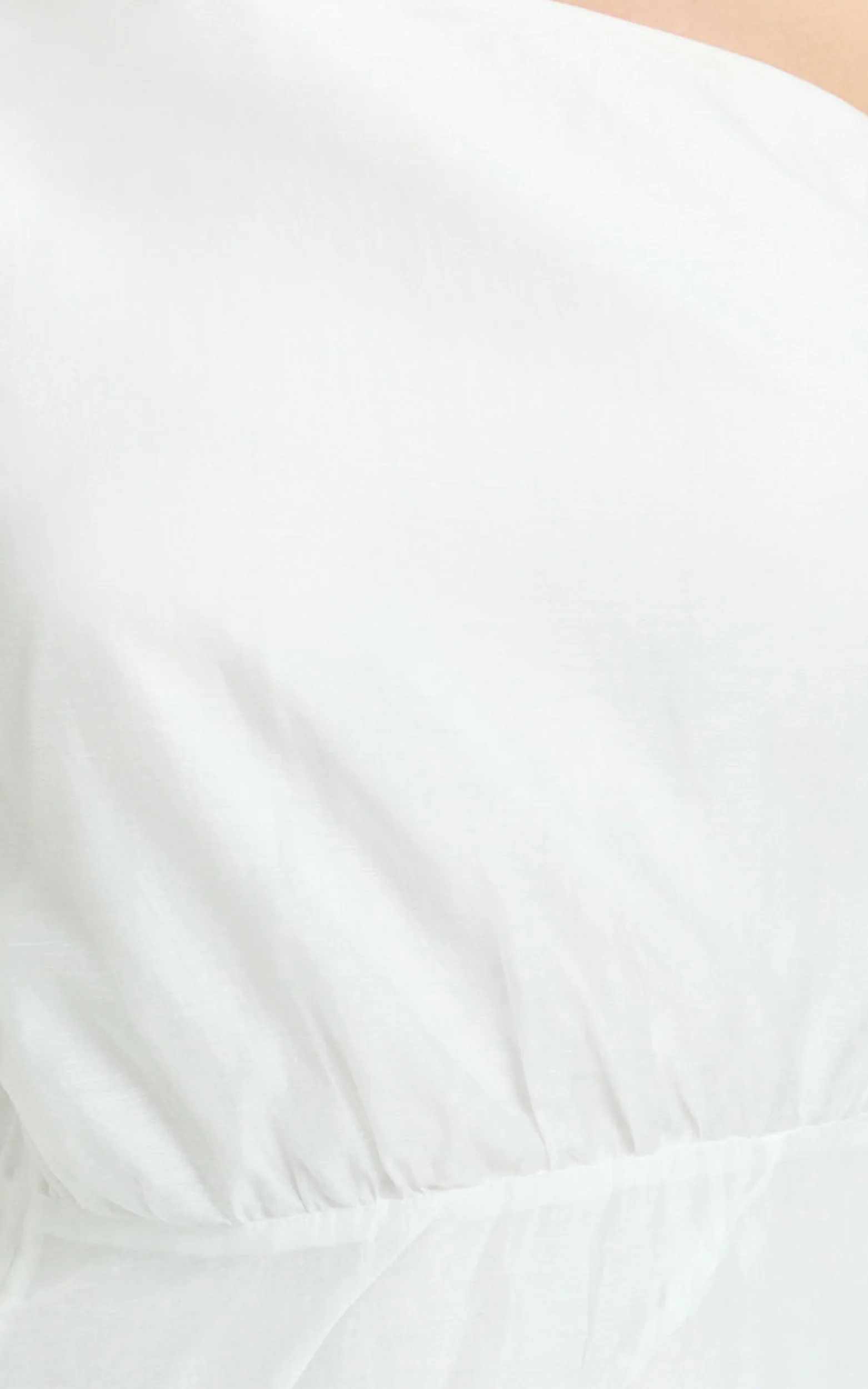 Hayes Mini Dress - Off Shoulder Bellow Top Flip Skirt Dress in White - Image 6