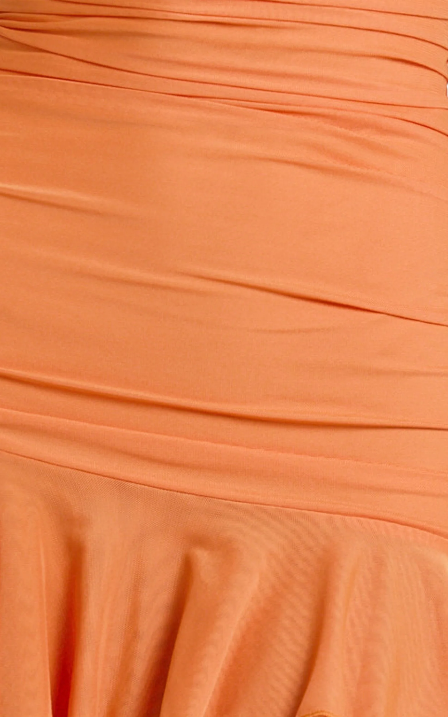 Haylee Mini Dress - Mesh Strapless Drop Waist Dress in Orange - Image 7