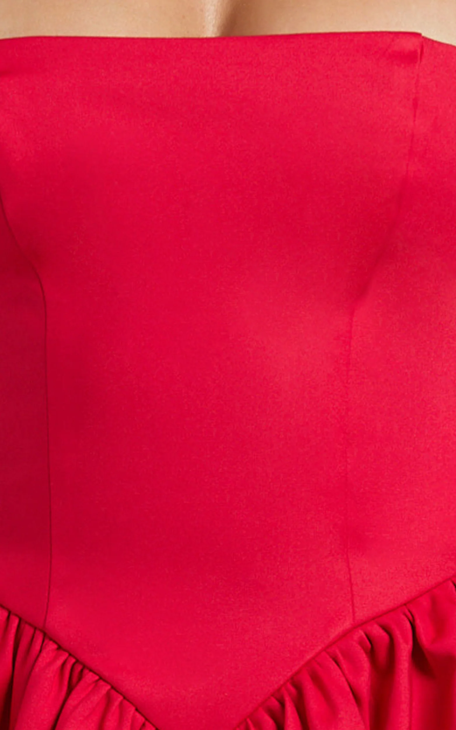 Helda Mini Dress - Halter Tie Neck Corset Panel Dress in Red - Image 9
