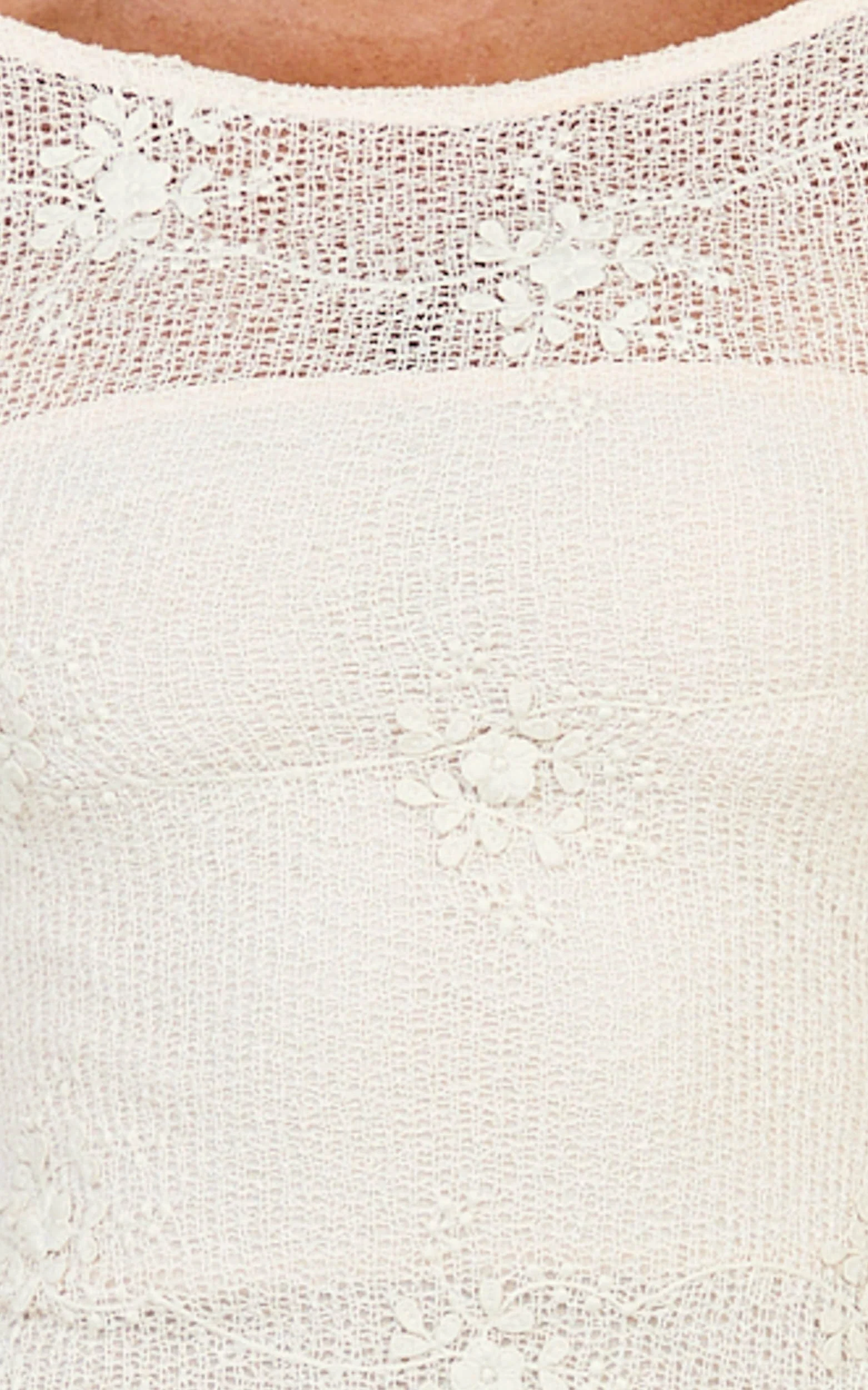 Hinata Mini Dress - Crochet Flared Sleeve Fit And Flare Dress in Ivory - Image 6