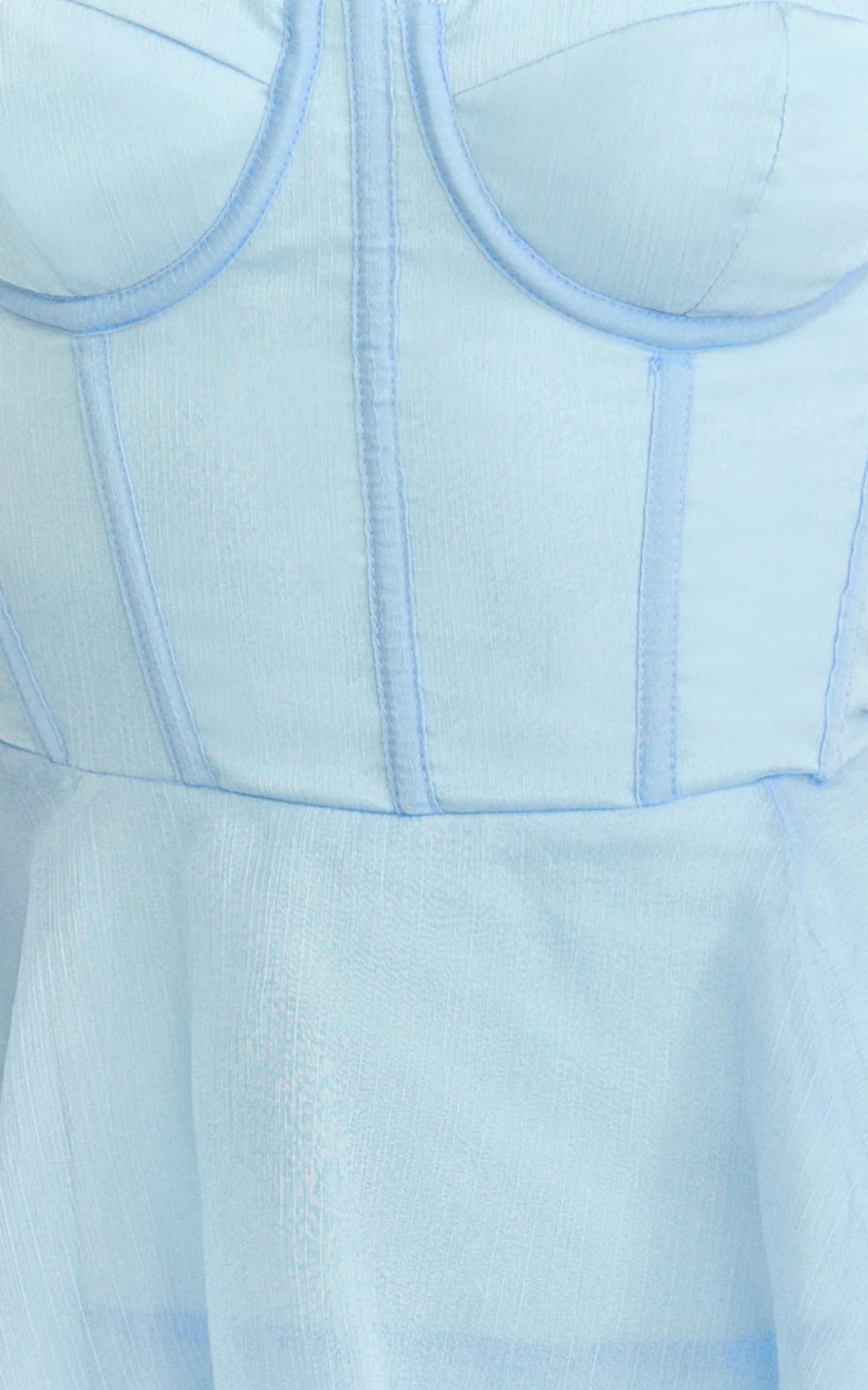 Bella Maxi Dress - Strapless Corset Bodice Lace Up Back Tiered Ruffle Dress in Soft Blue - Image 7