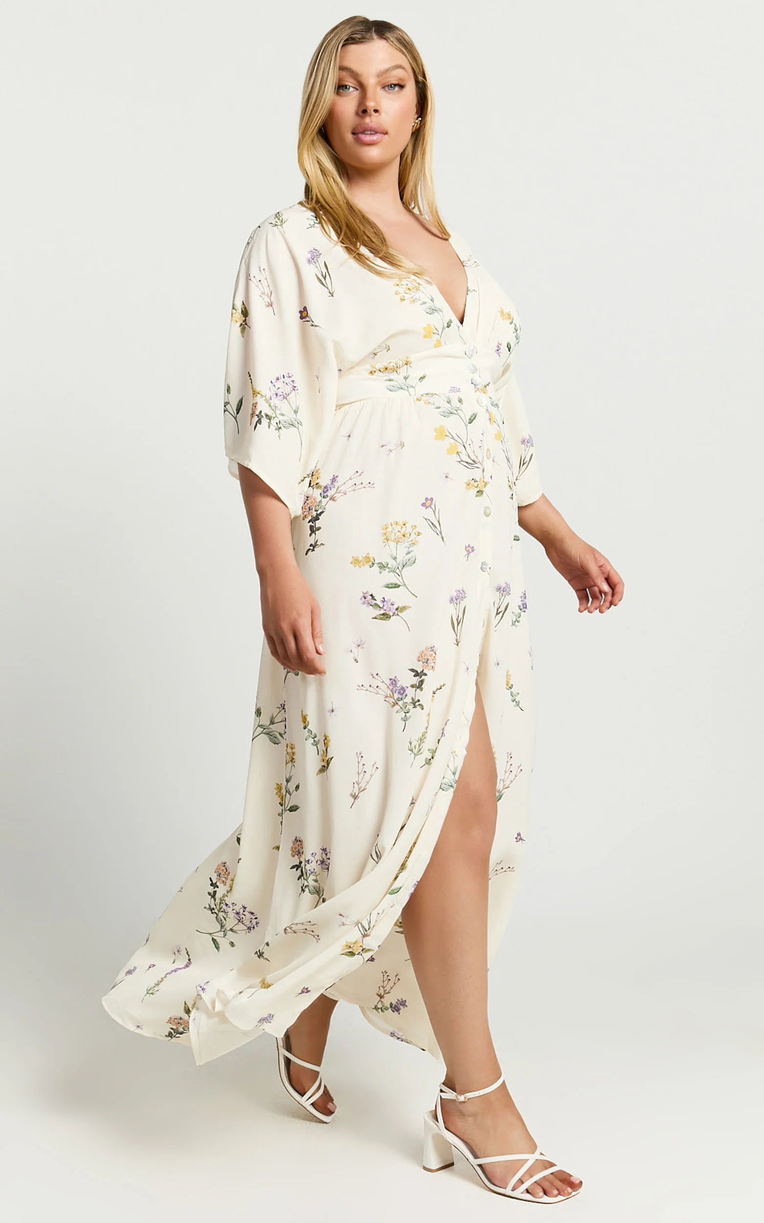 Inka Midi Dress - Short Sleeve Button Down Dress in Botanical Floral - Image 5