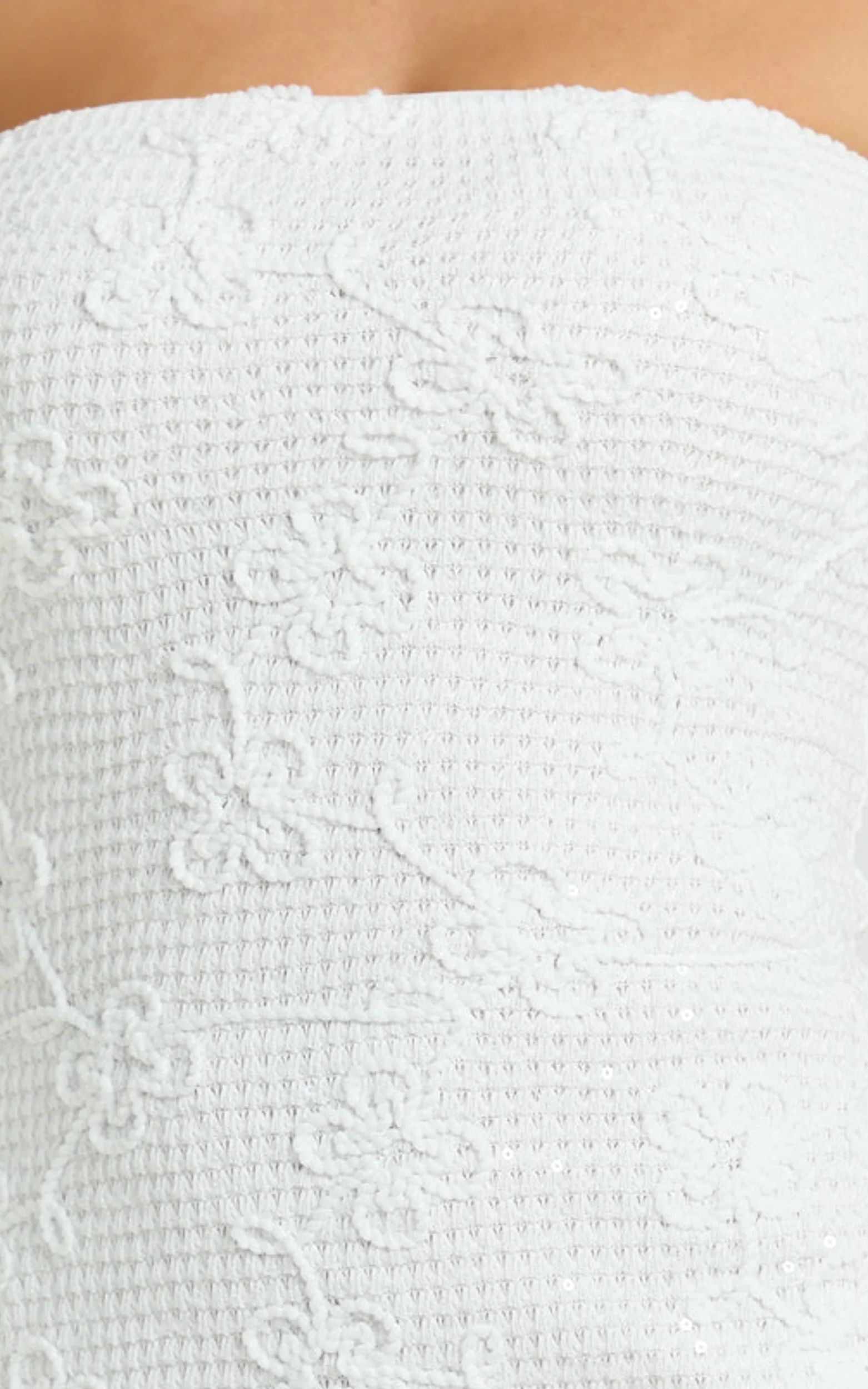 Inka Mini Dress - Strapless Fitted Jersey Dress in White - Image 8