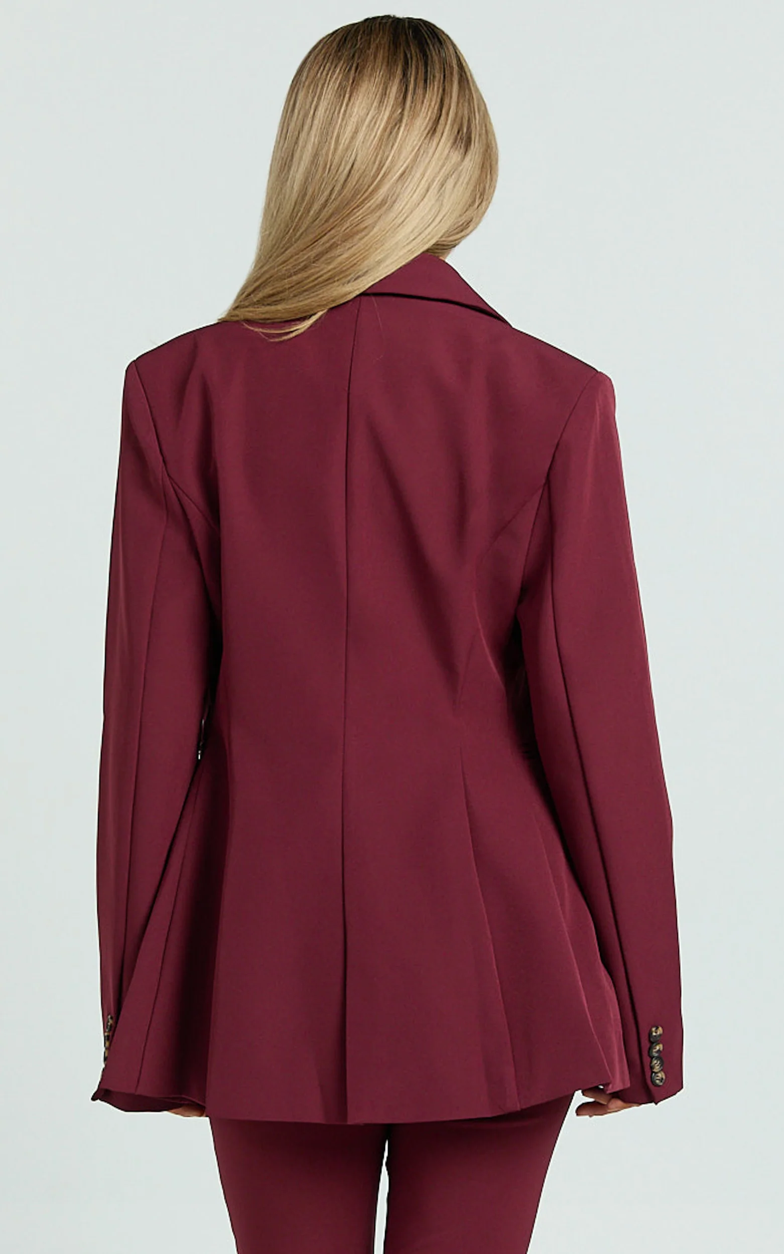 Irene Blazer - Fitted Cinched Waist Blazer in Wine - Image 5