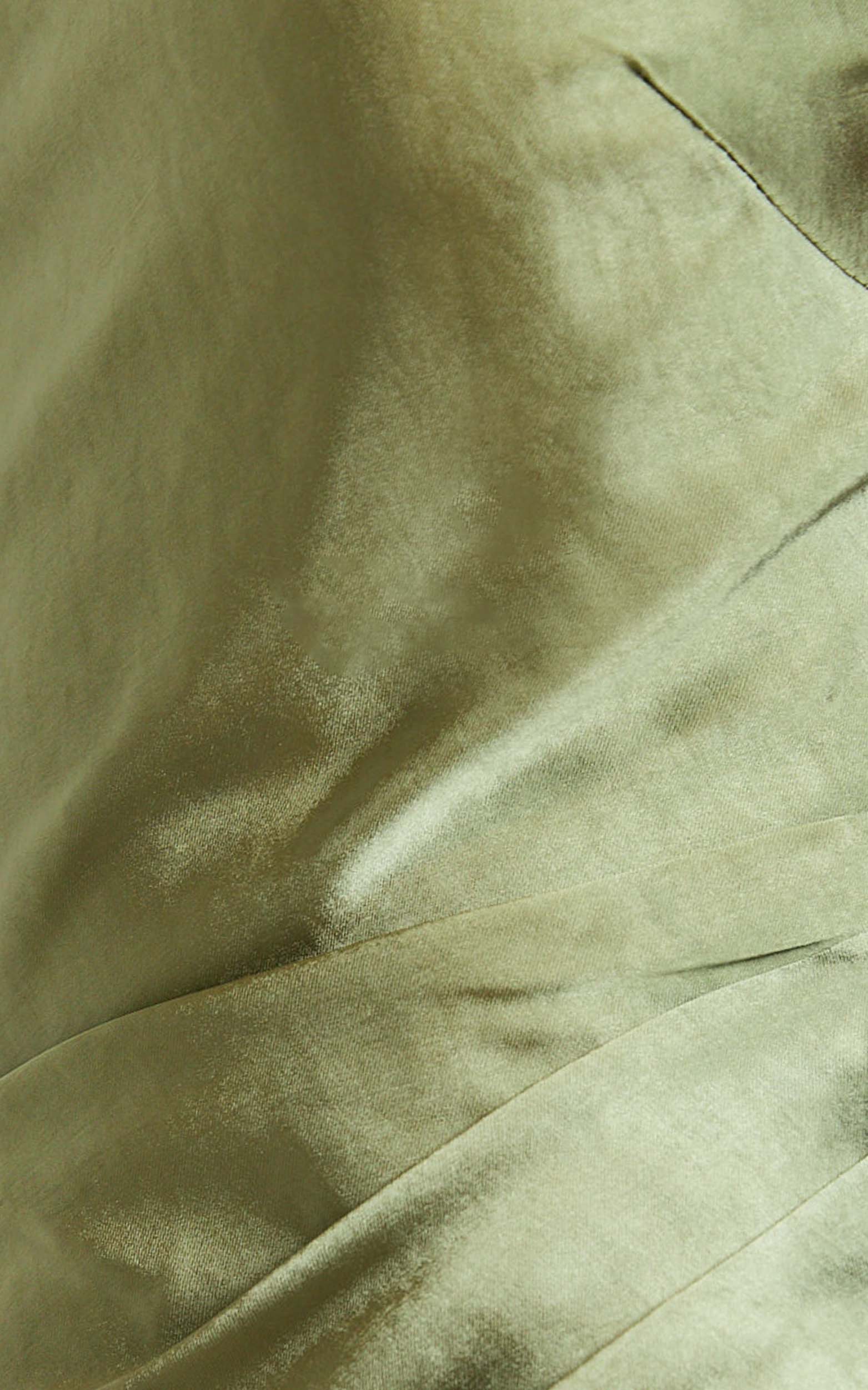 Isla Maxi Dress - Satin One Shoulder Side Split Dress in Olive - Image 7