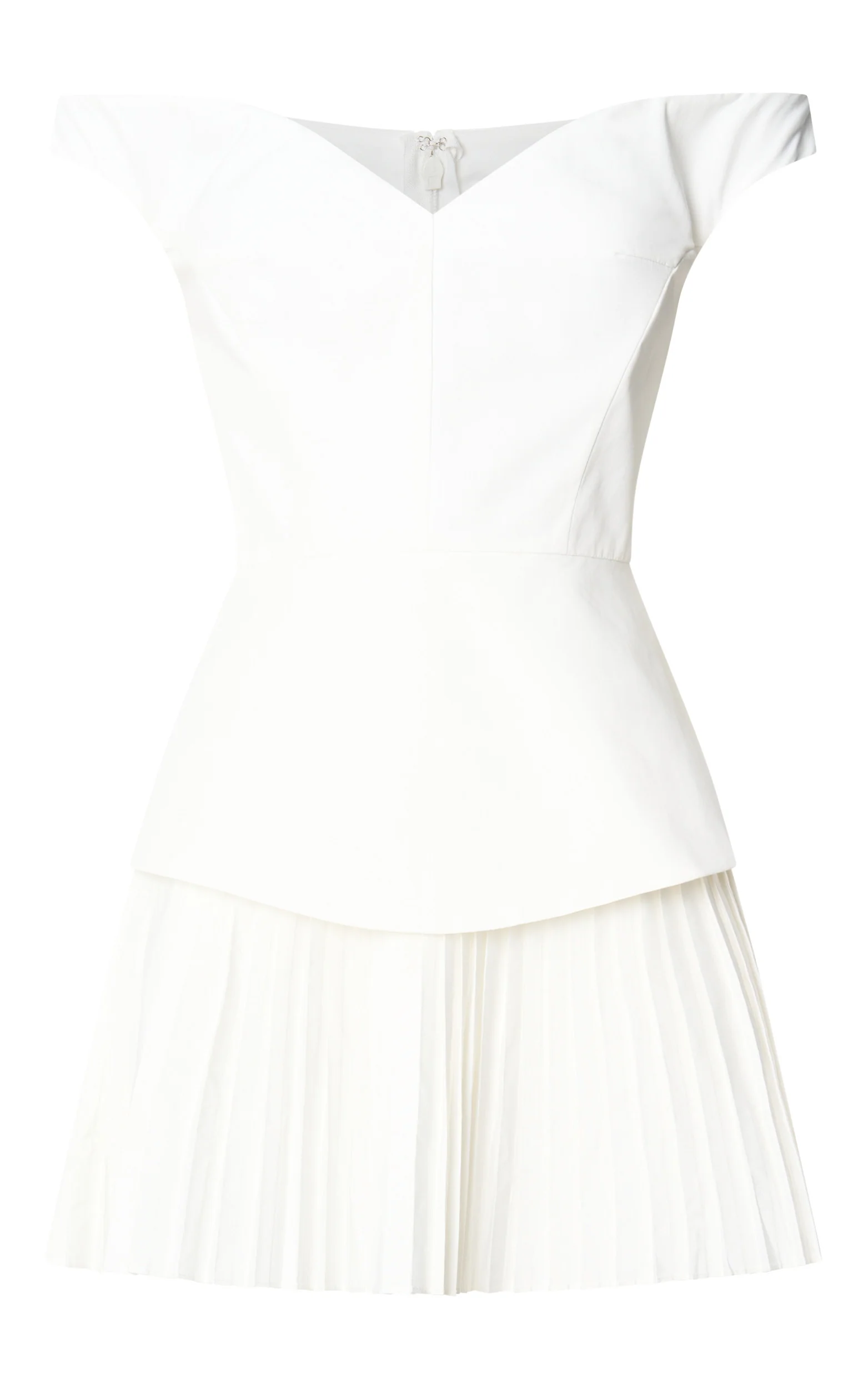 Izara Mini Dress - Off Shoulder Pleated Dress in Off White - Image 10