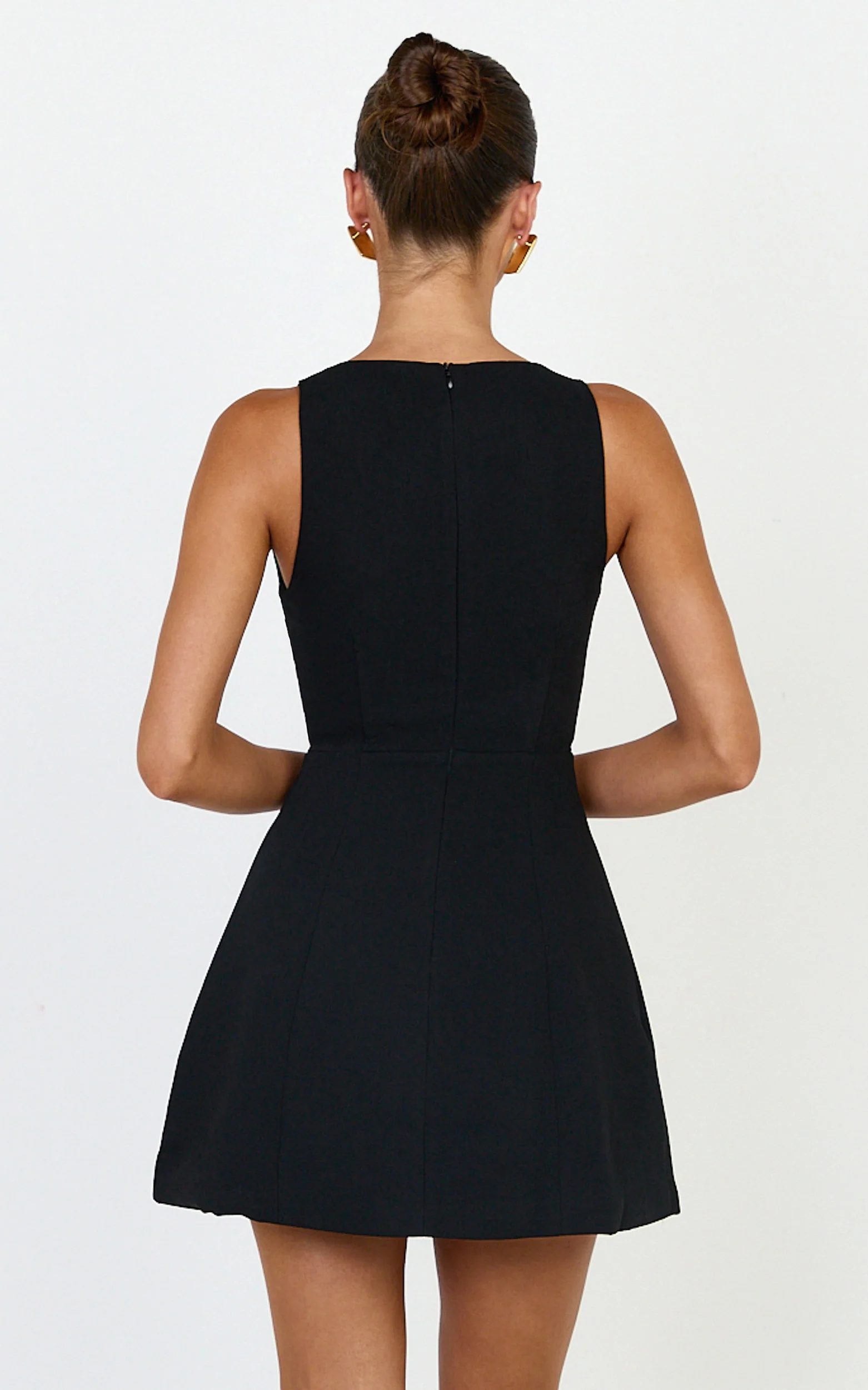 Jane Mini Dress - Cut out Neckline Dress in Black - Image 5