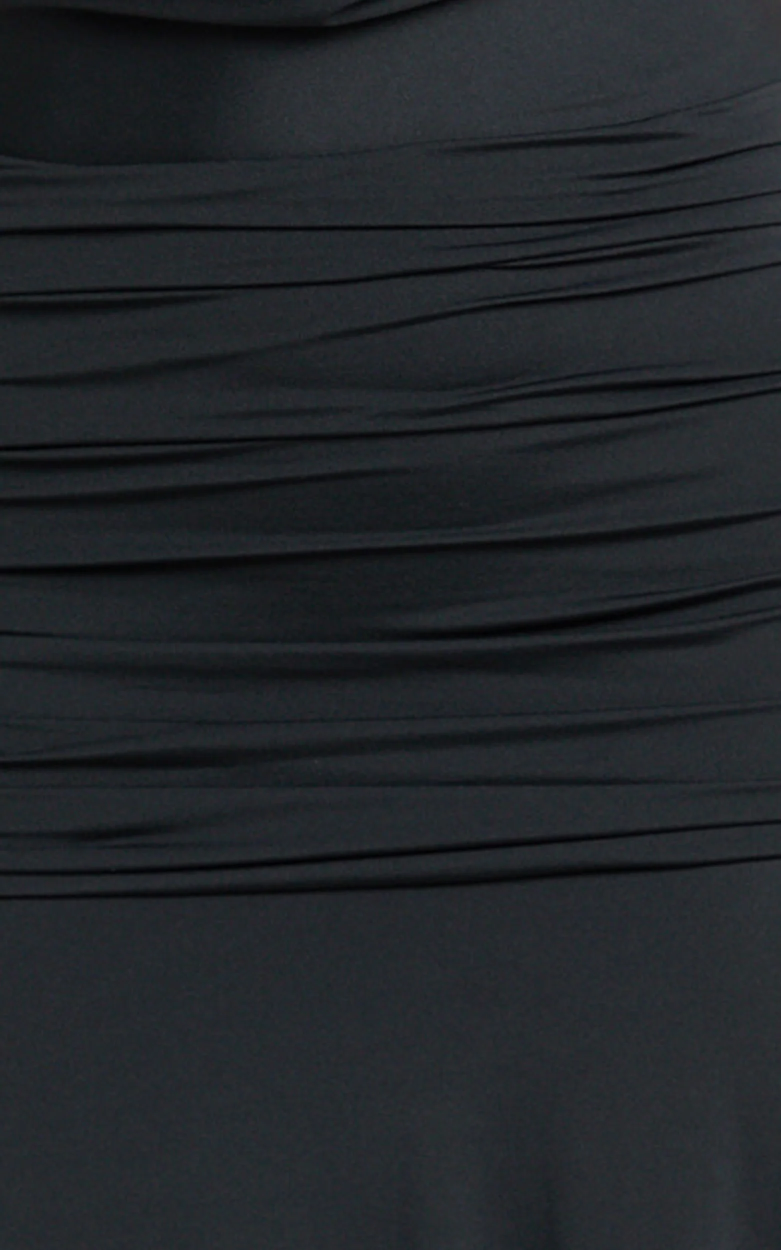 Janice Maxi Dress - Plunge Cowl Halter High Leg Split Dress in Black - Image 7