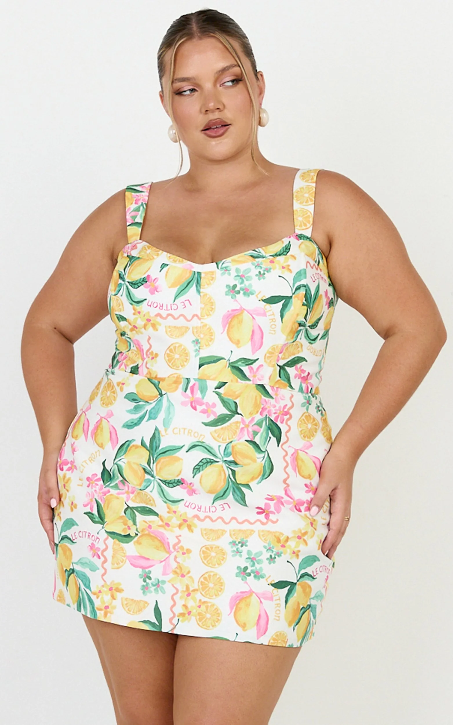 Janice Mini Dress - Square Neckline Dress in Le Citron - Image 2