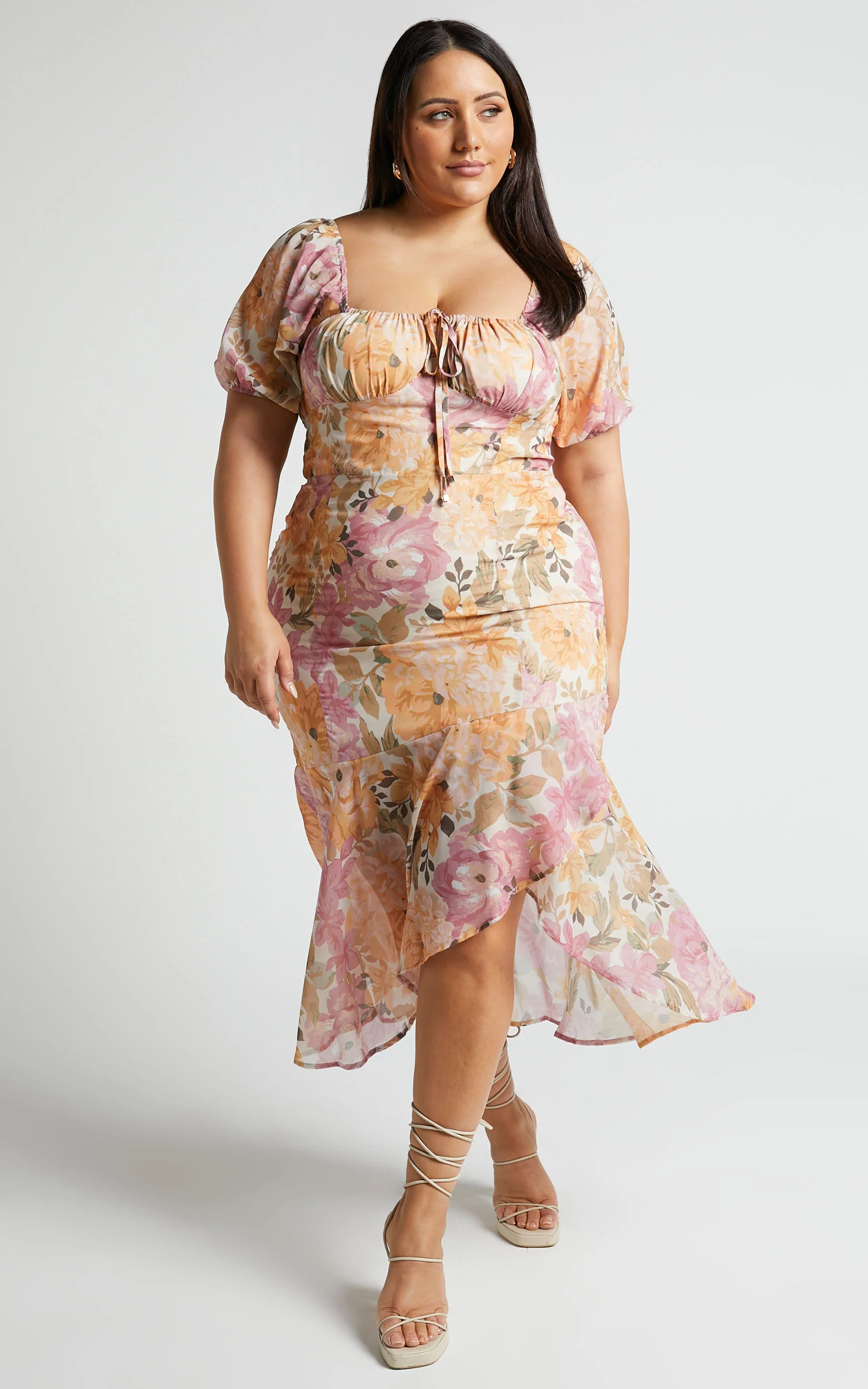 Jasalina Midi Dress - Puff Sleeve Dress in Elegant Rose - Image 7