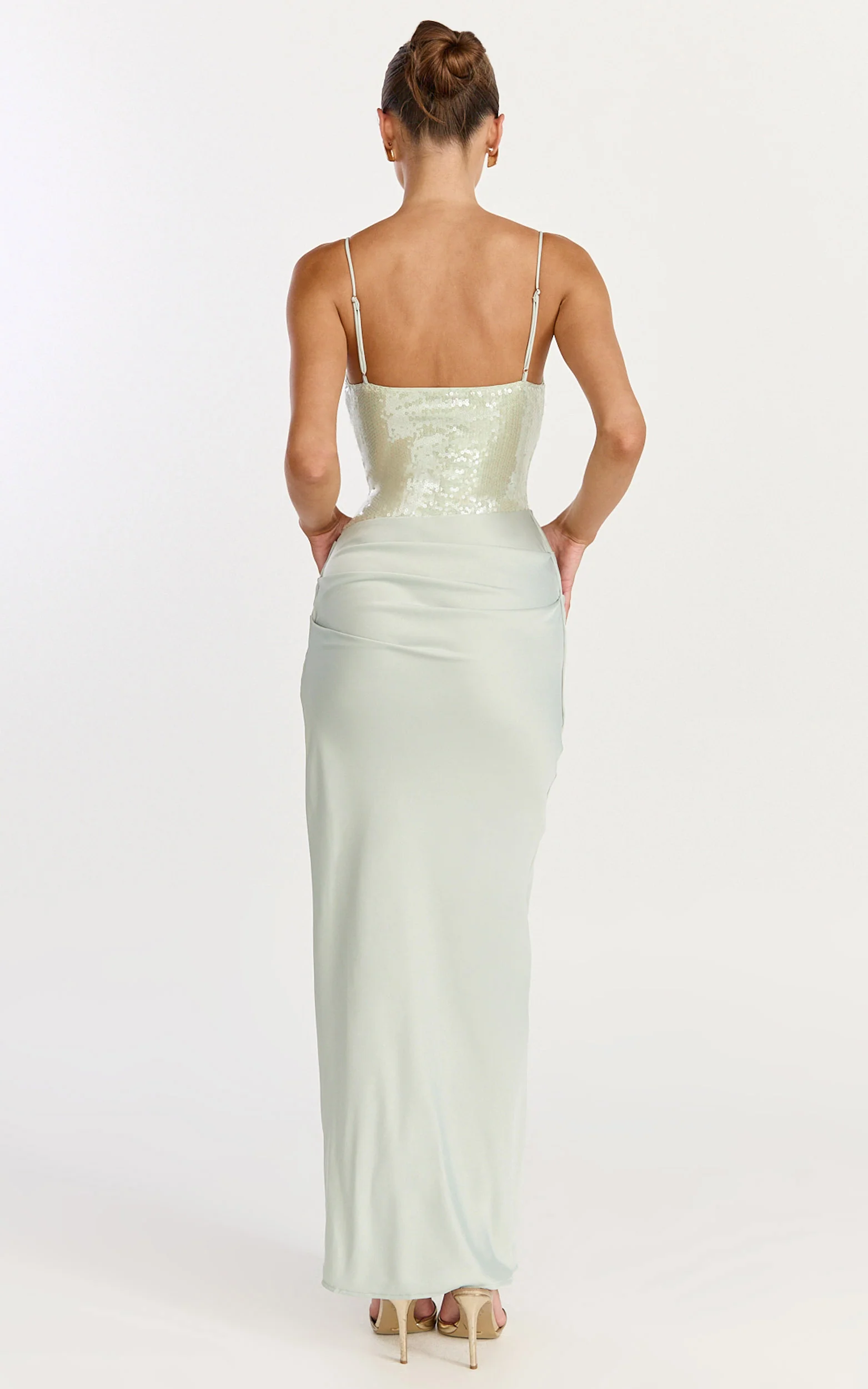 Jasmin Maxi Dress - Sequin Overlay Dress in Sage - Image 6