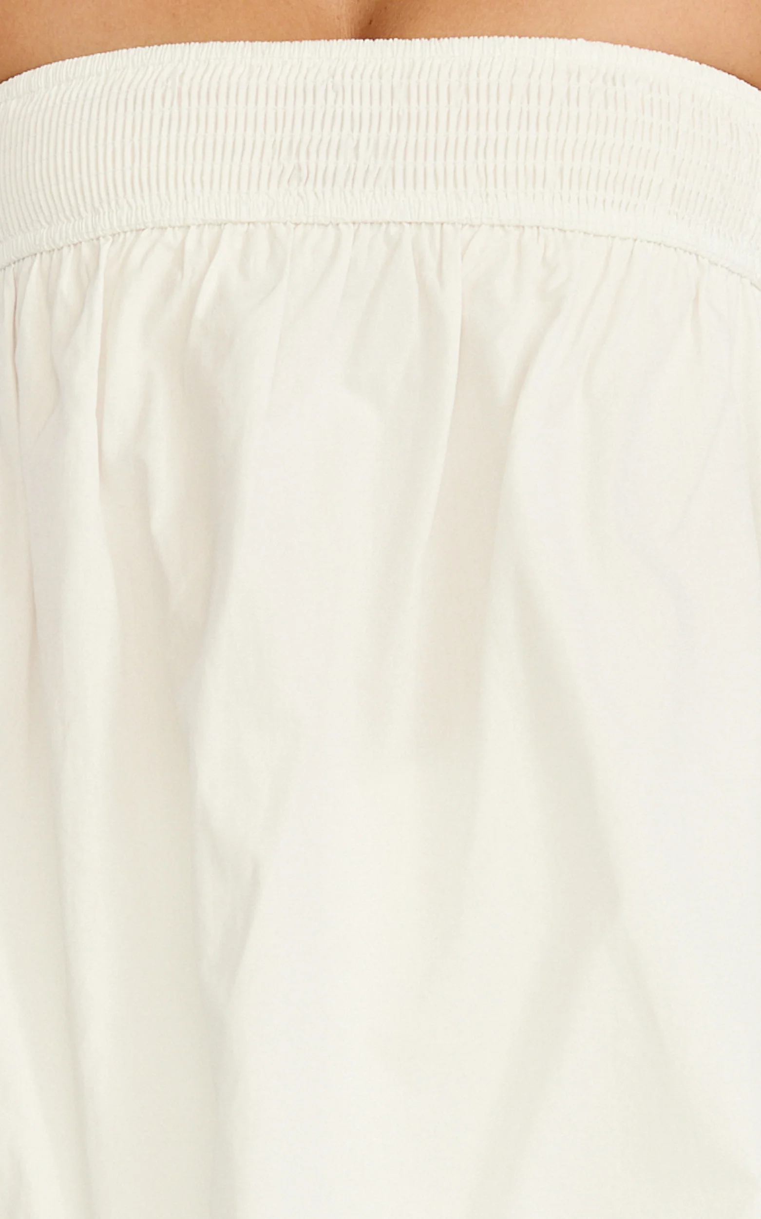 Jeanette Two Piece Top and Shorts Set - Strapless Smocked Neckline Top and High Waist Shorts Set in Cream - Image 6