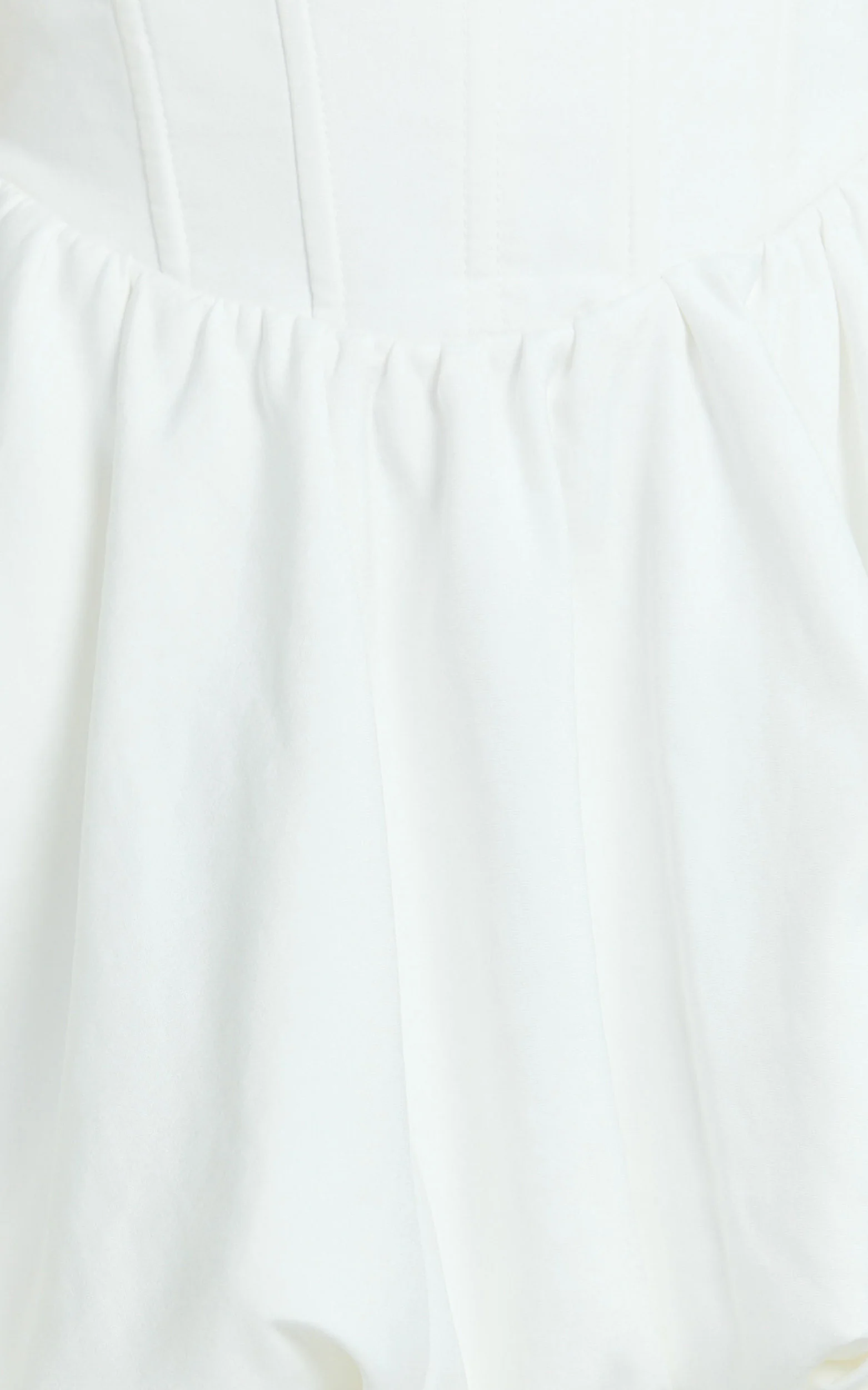 Jeannie Mini Dress - Corset Panel Bubble Hem Dress in Off White - Image 8