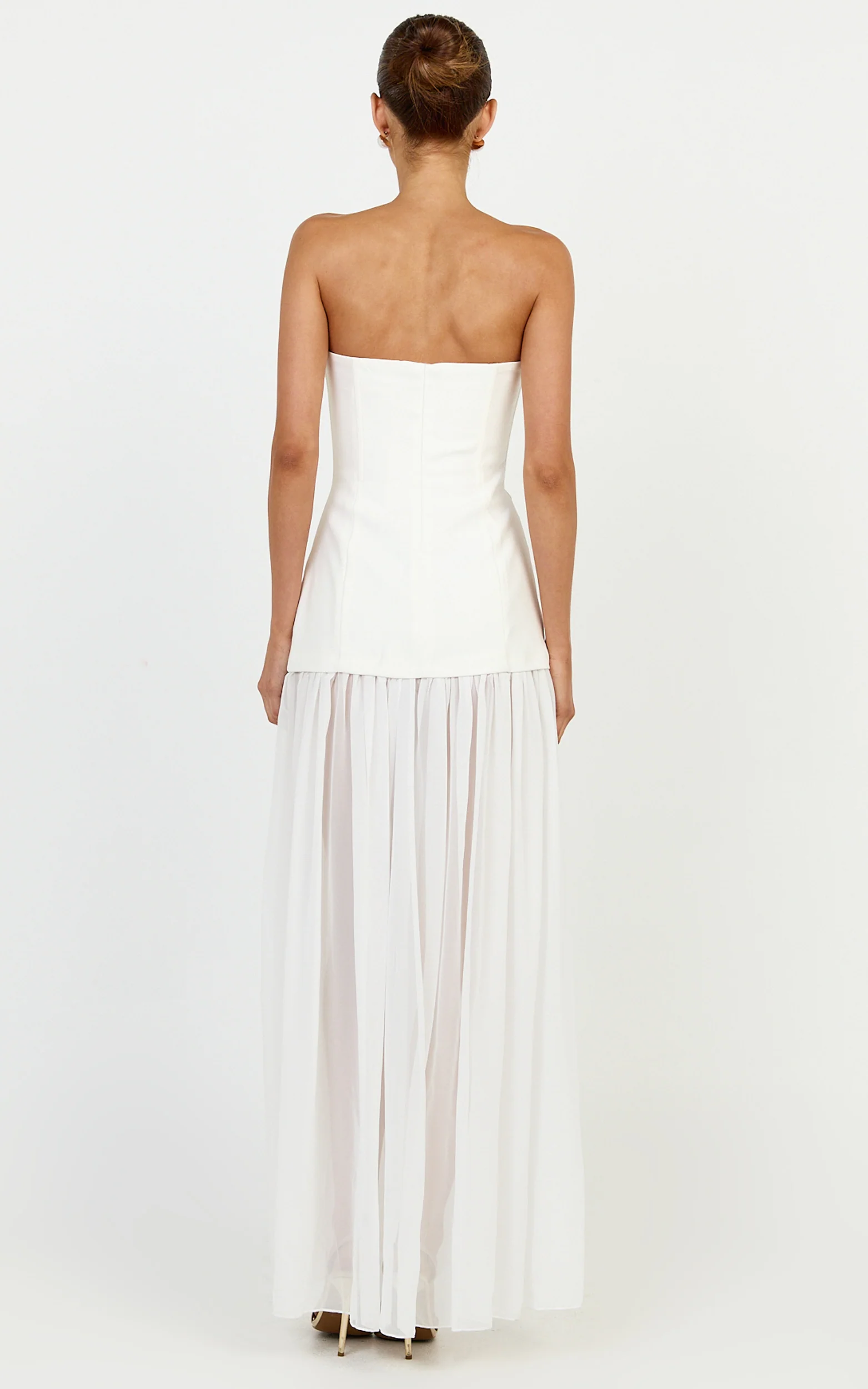 Jocelyn Maxi Dress - Strapless Ruched Fit And Flare Dress in Ivory - Image 9