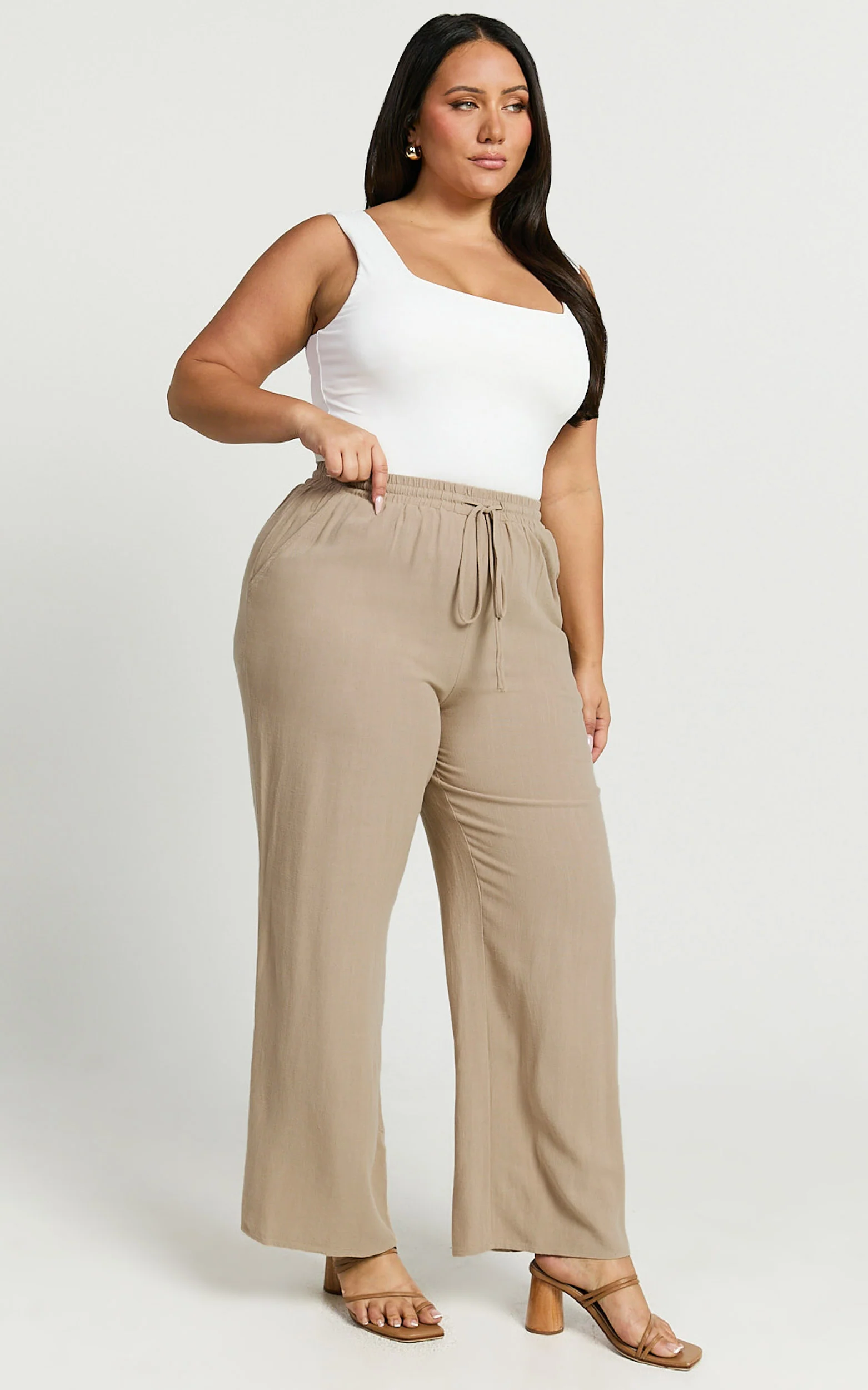 Kala Pants - Mid Waisted Relaxed Elastic Waist Pants in Sand - Image 8
