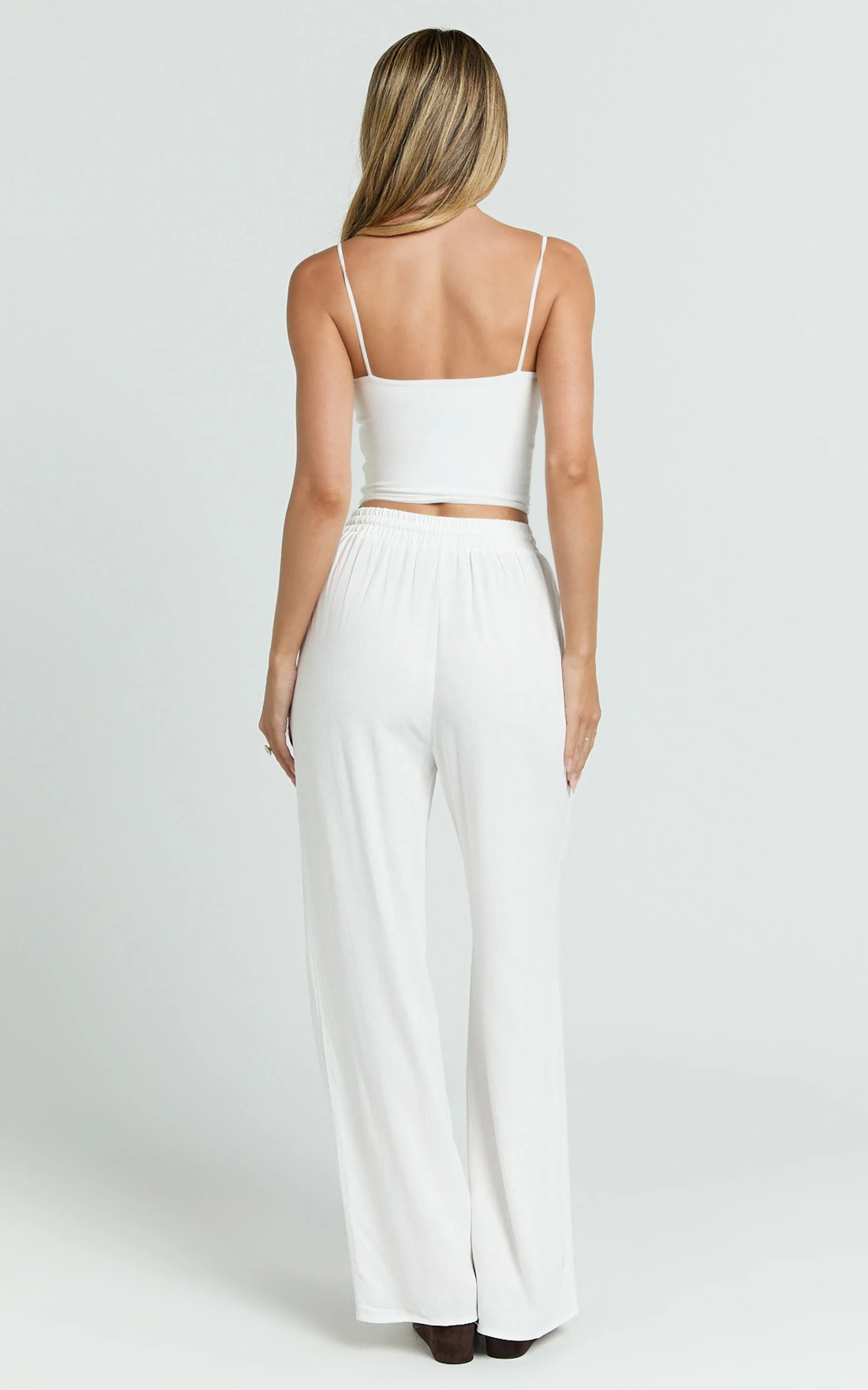 Kala Pants - Mid Waisted Relaxed Elastic Waist Pants in White - Image 7